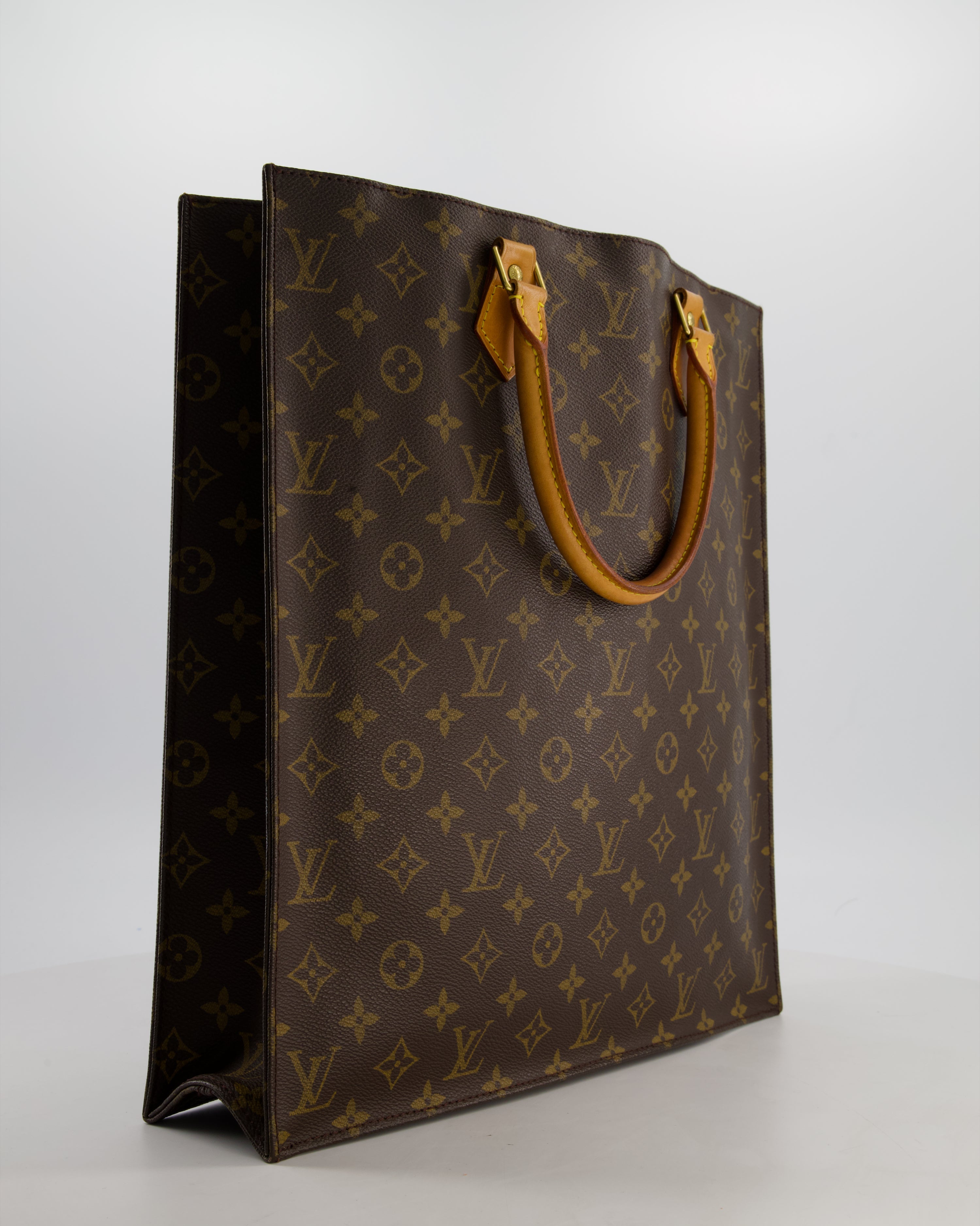 Louis Vuitton Brown Monogram Sac Plat Tote Bag with Gold Hardware