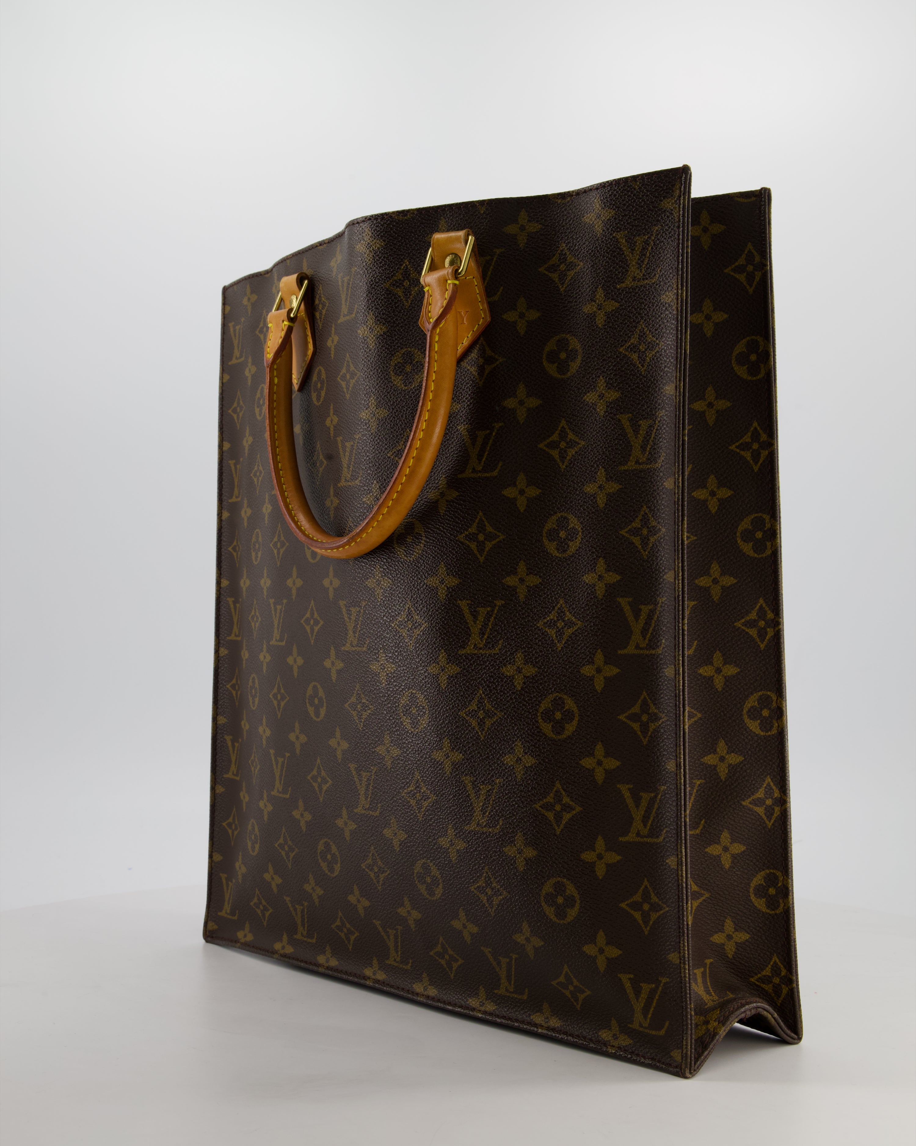 Louis Vuitton Brown Monogram Sac Plat Tote Bag with Gold Hardware