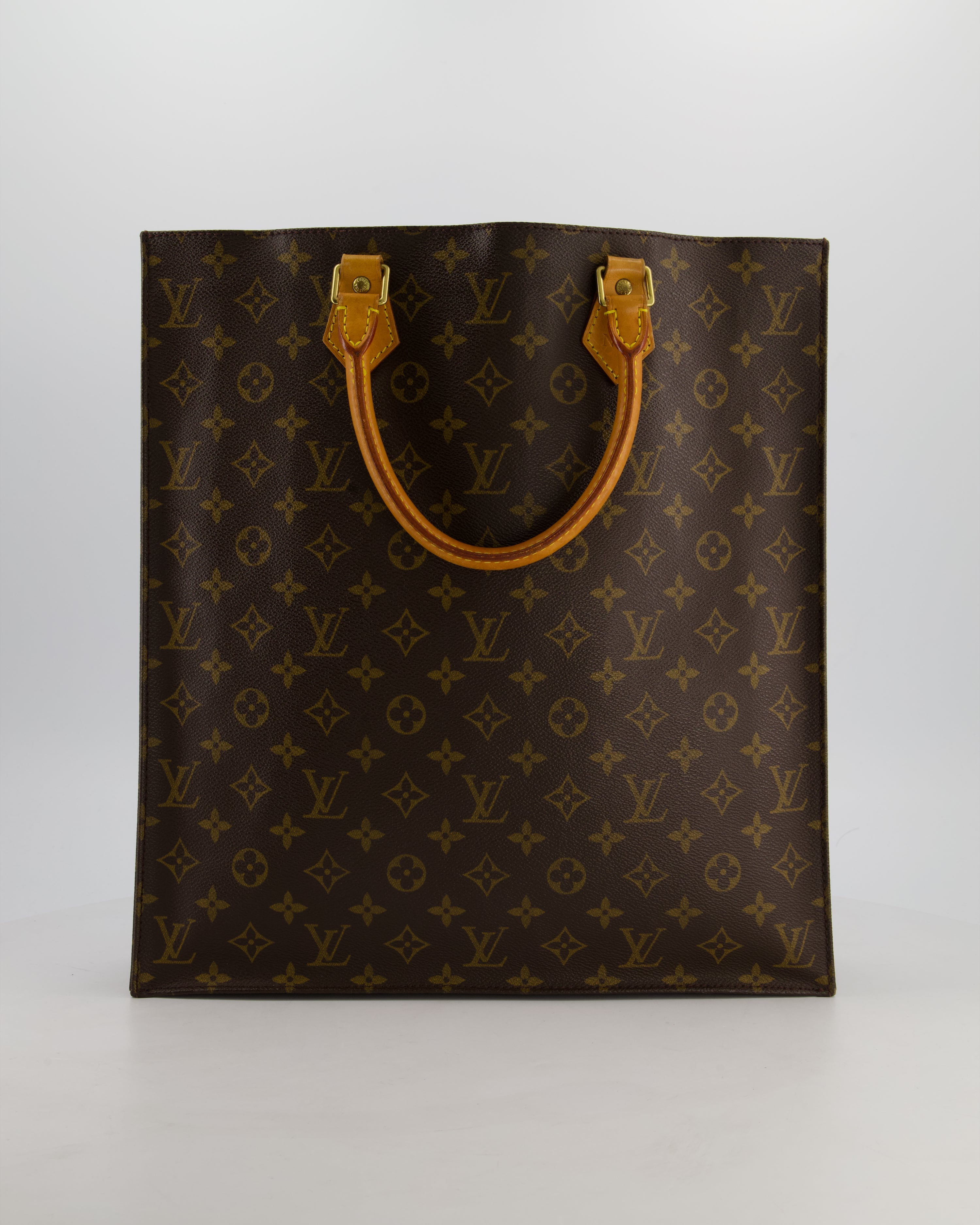 Louis Vuitton Brown Monogram Sac Plat Tote Bag with Gold Hardware