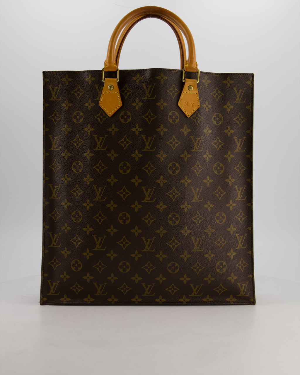 Louis Vuitton Brown Monogram Sac Plat Tote Bag with Gold Hardware