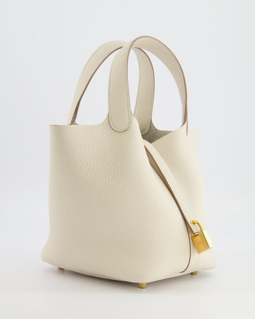 *RARE* Hermès Picotin Lock 18 Bag in Craie Clemence Leather with Gold Hardware