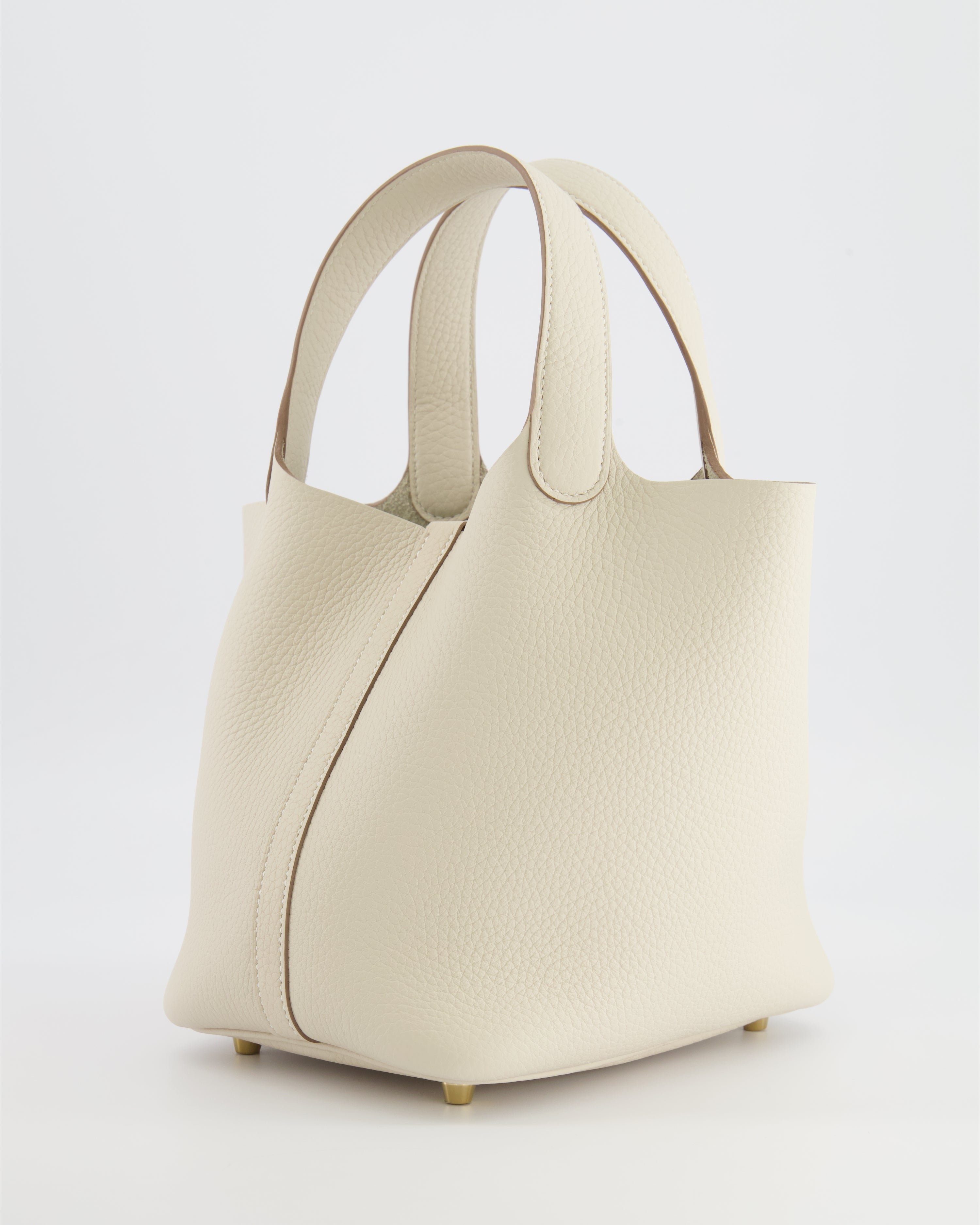 *RARE* Hermès Picotin Lock 18 Bag in Craie Clemence Leather with Gold Hardware