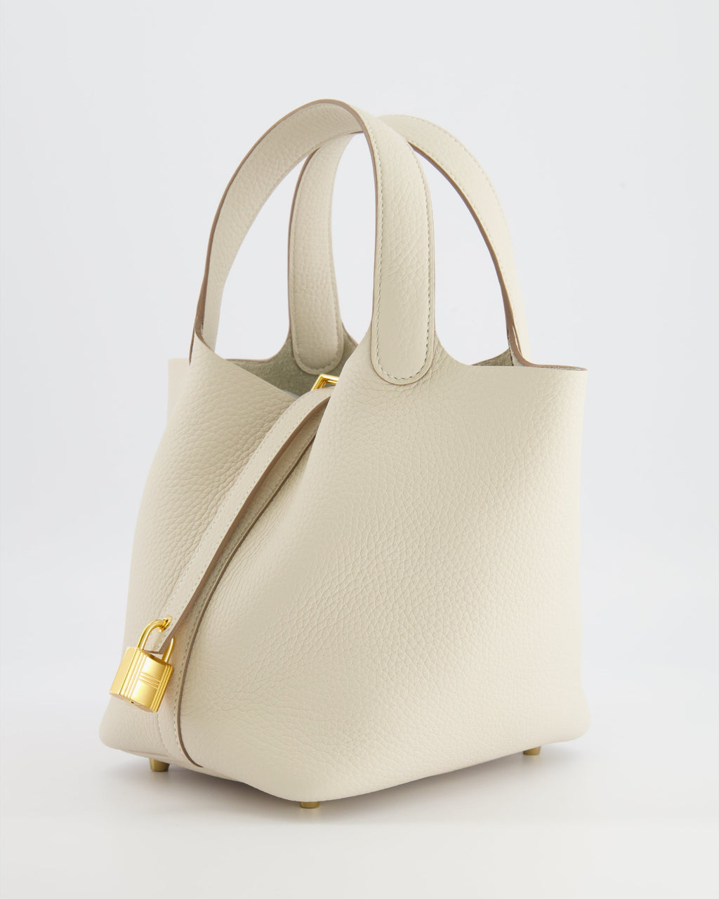 *RARE* Hermès Picotin Lock 18 Bag in Craie Clemence Leather with Gold Hardware