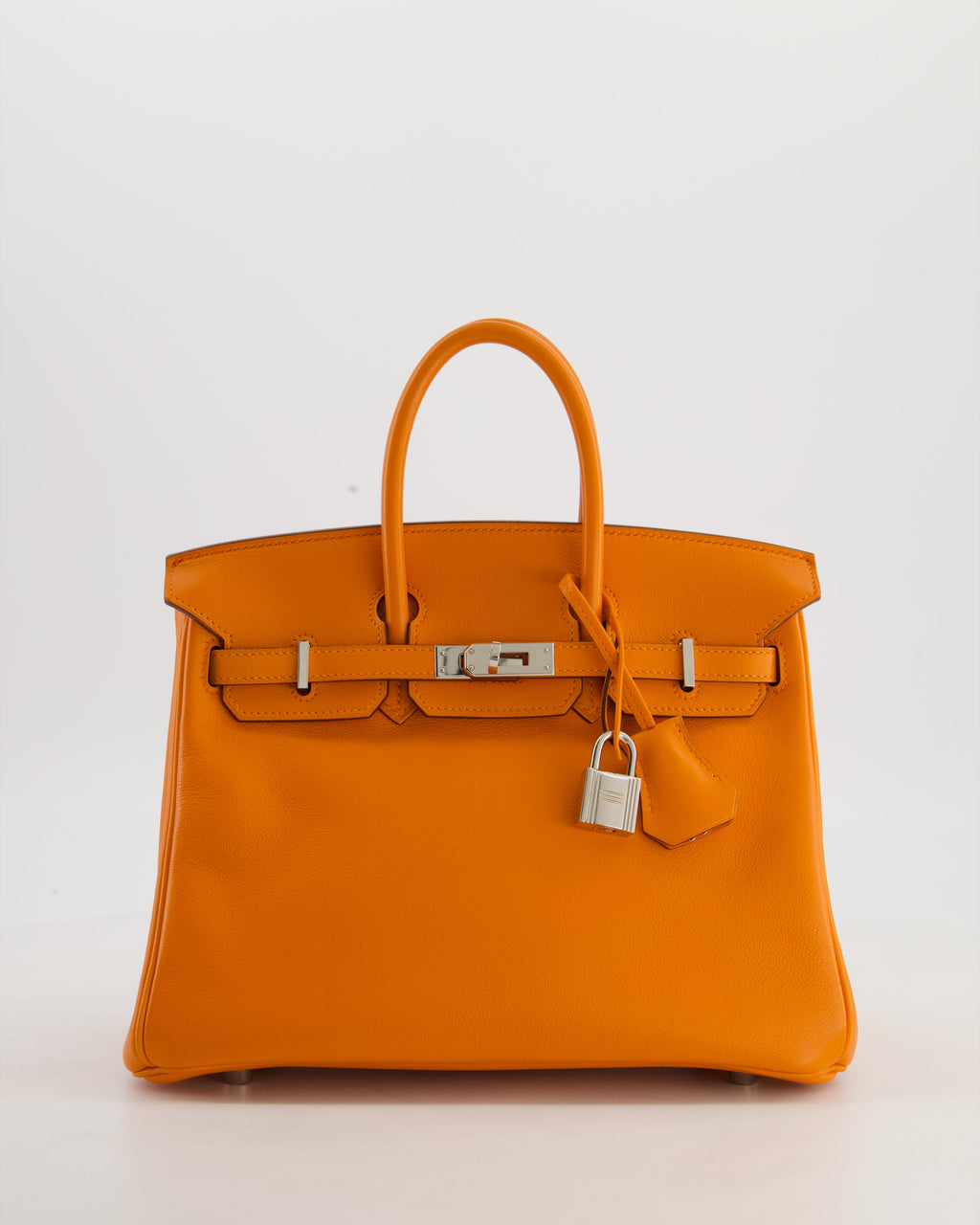 Hermès Birkin 25 Retourne Bag in Orange Swift Leather with Palladium Hardware