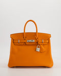 Hermès Birkin 25 Retourne Bag in Orange Swift Leather with Palladium Hardware