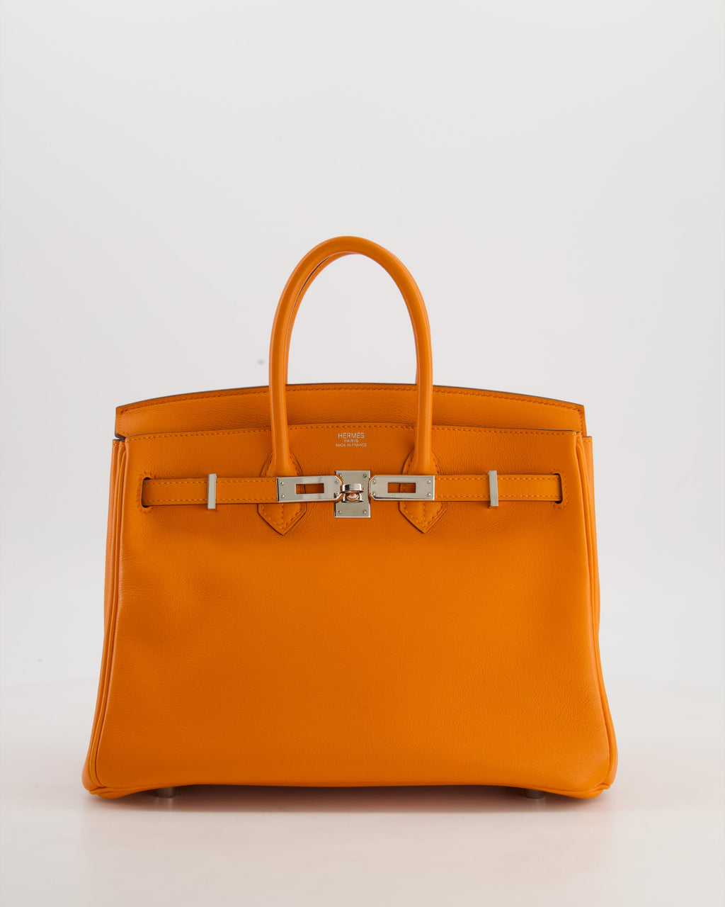 Hermès Birkin 25 Retourne Bag in Orange Swift Leather with Palladium Hardware