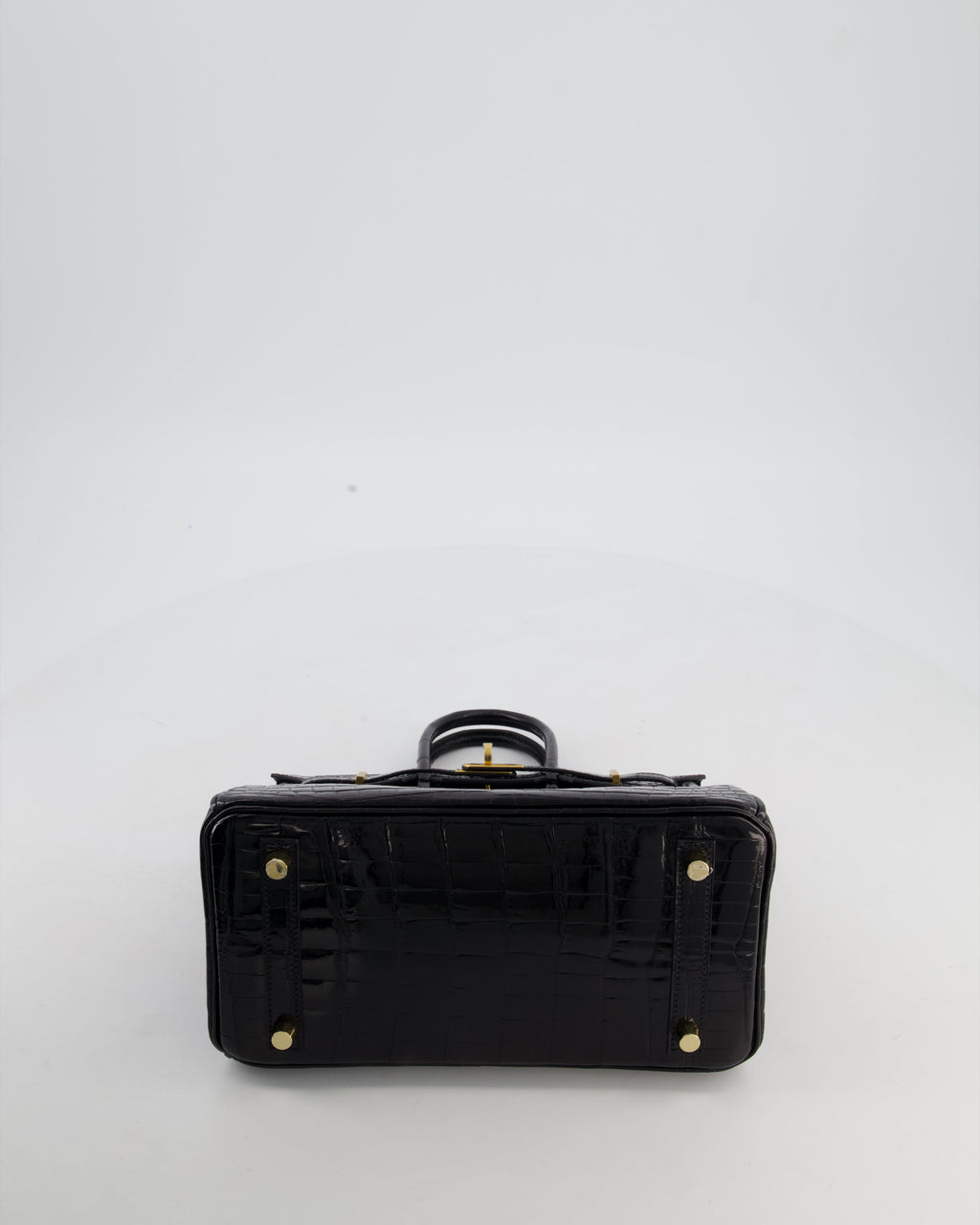 *ULTRA RARE* Hermès Birkin 25 Retourne Bag in Noir Shiny Crocodile Niloticus Leather with Gold Hardware