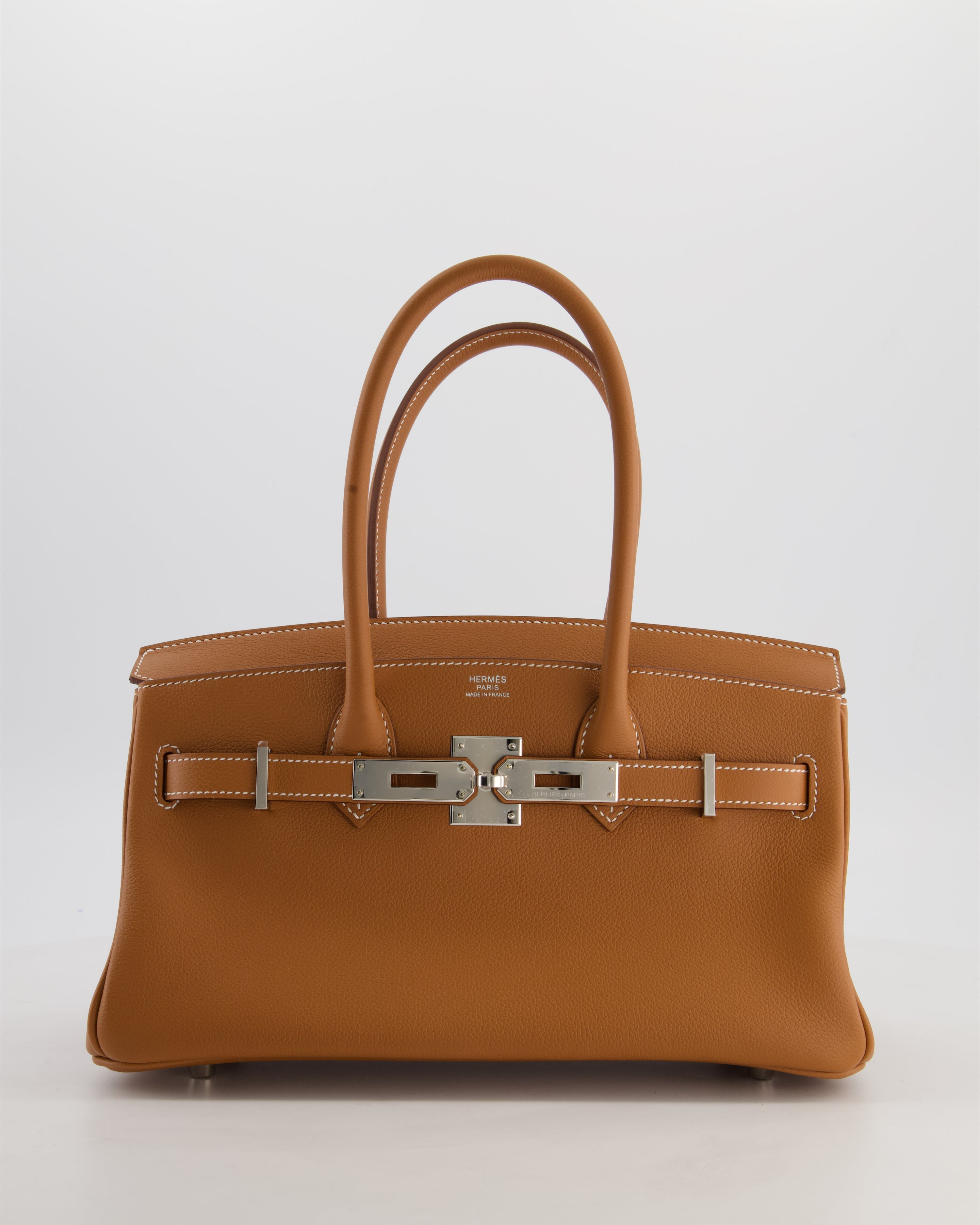 *RARE* Hermès Shoulder Birkin Light 29 Bag in Gold Evercolour Leather with Palladium Hardware