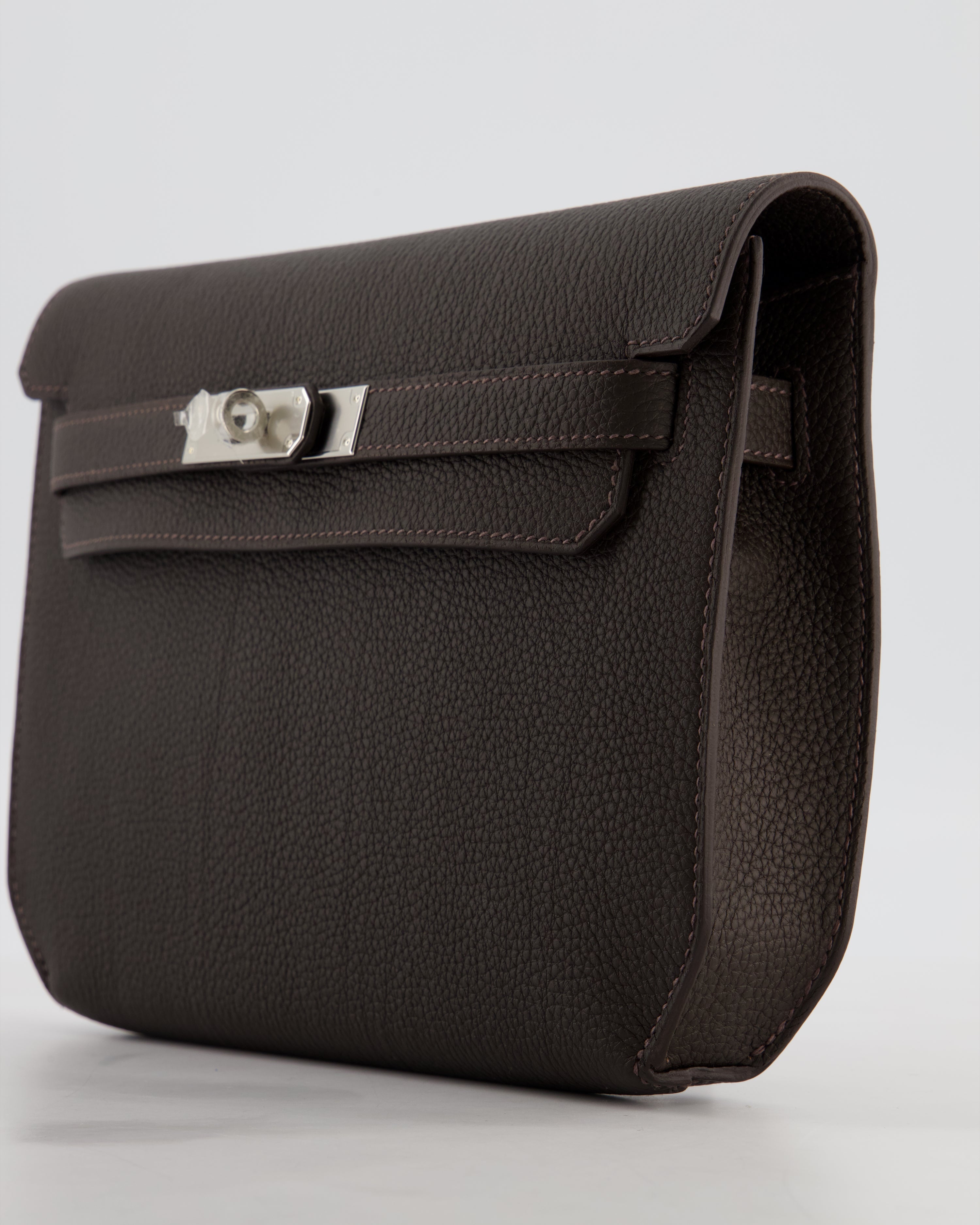 *RARE* Hermès Kelly Depeches 25 Bag in Bai Brun Togo Leather with Palladium Hardware