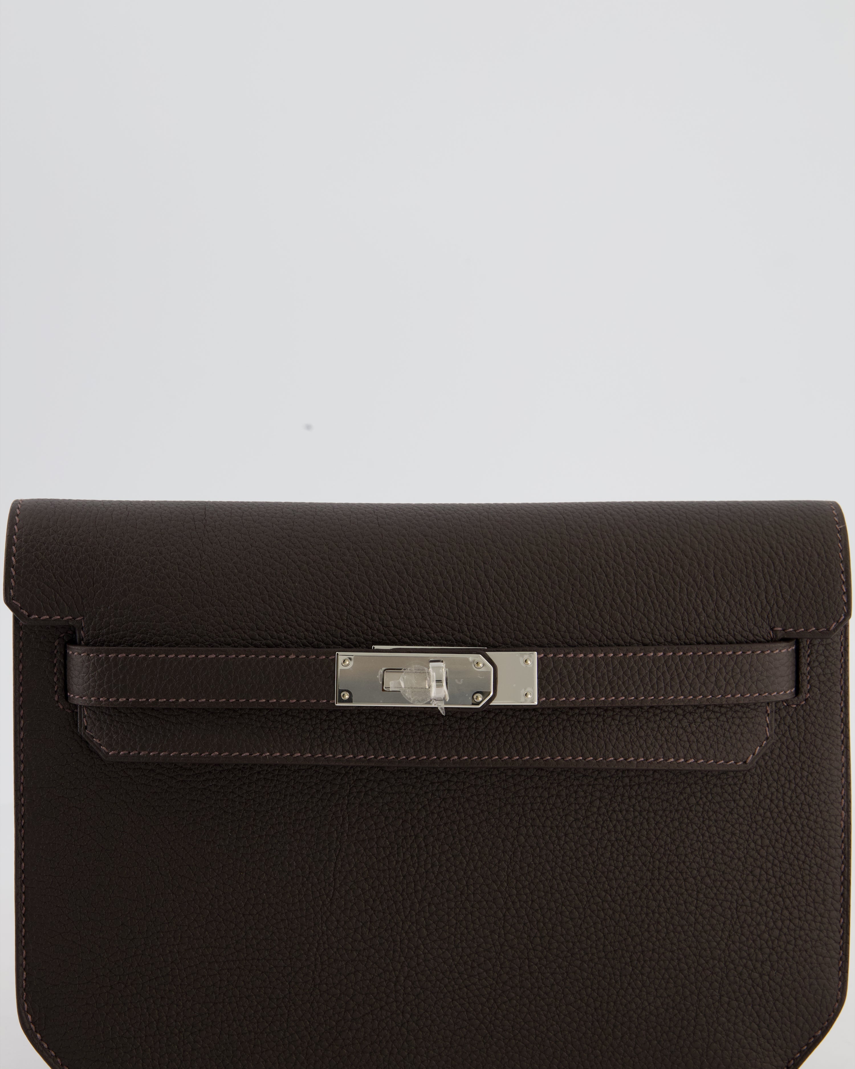 *RARE* Hermès Kelly Depeches 25 Bag in Bai Brun Togo Leather with Palladium Hardware