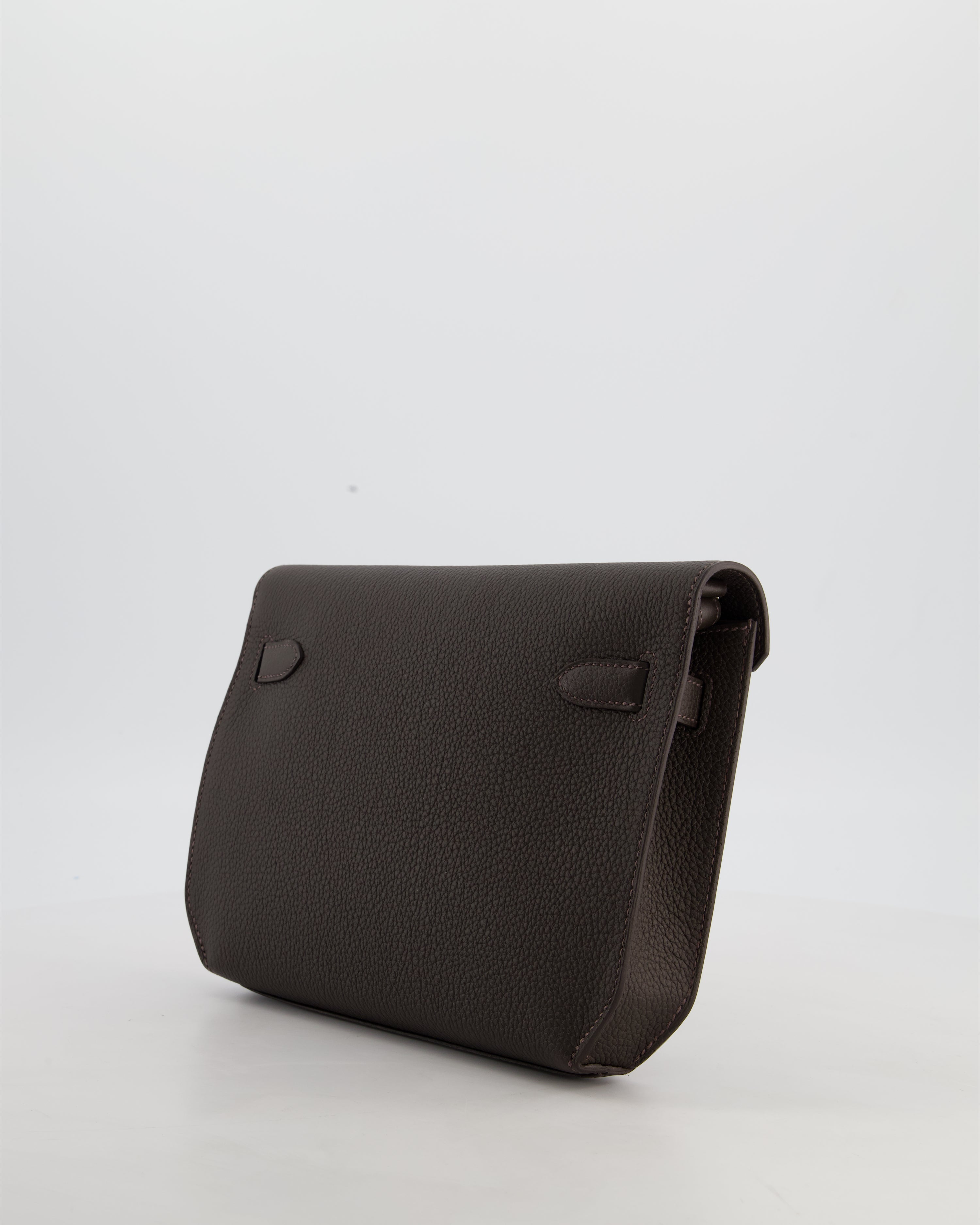 *RARE* Hermès Kelly Depeches 25 Bag in Bai Brun Togo Leather with Palladium Hardware