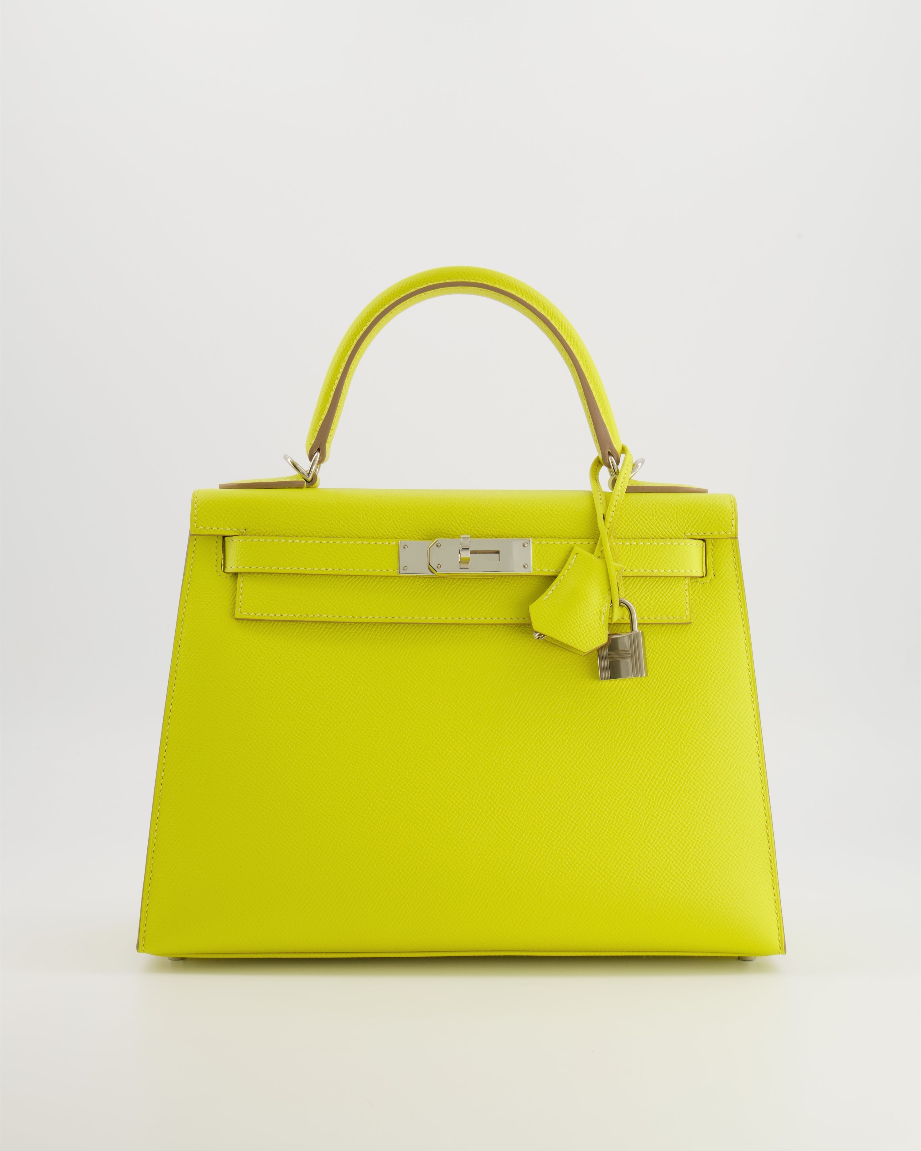 Hermès Kelly 28 Sellier Bag in Lime Epsom Leather with Palladium Hardware