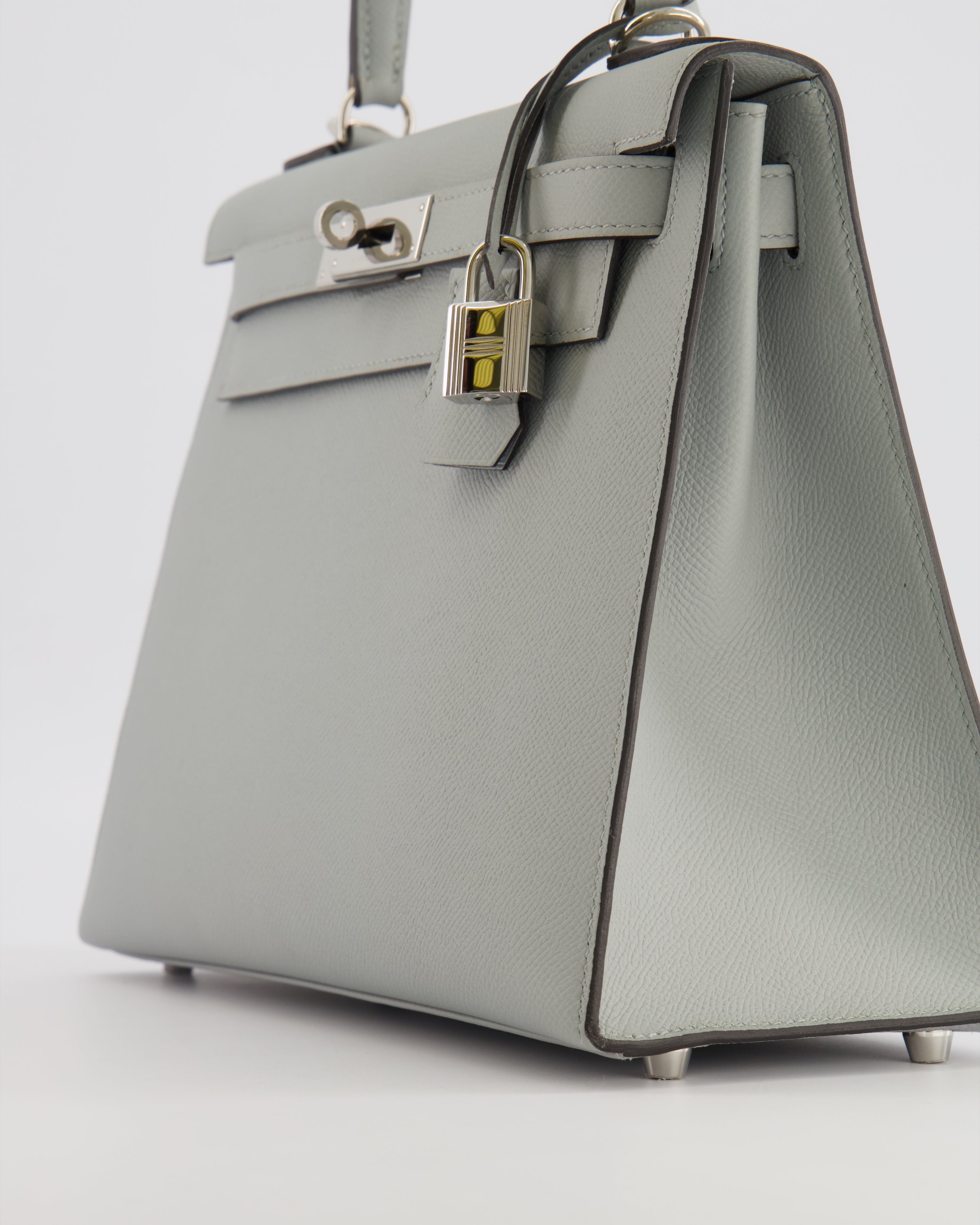 Hermès Kelly 28 Sellier Bag in Bleu Glacier Epsom Leather with Palladium Hardware