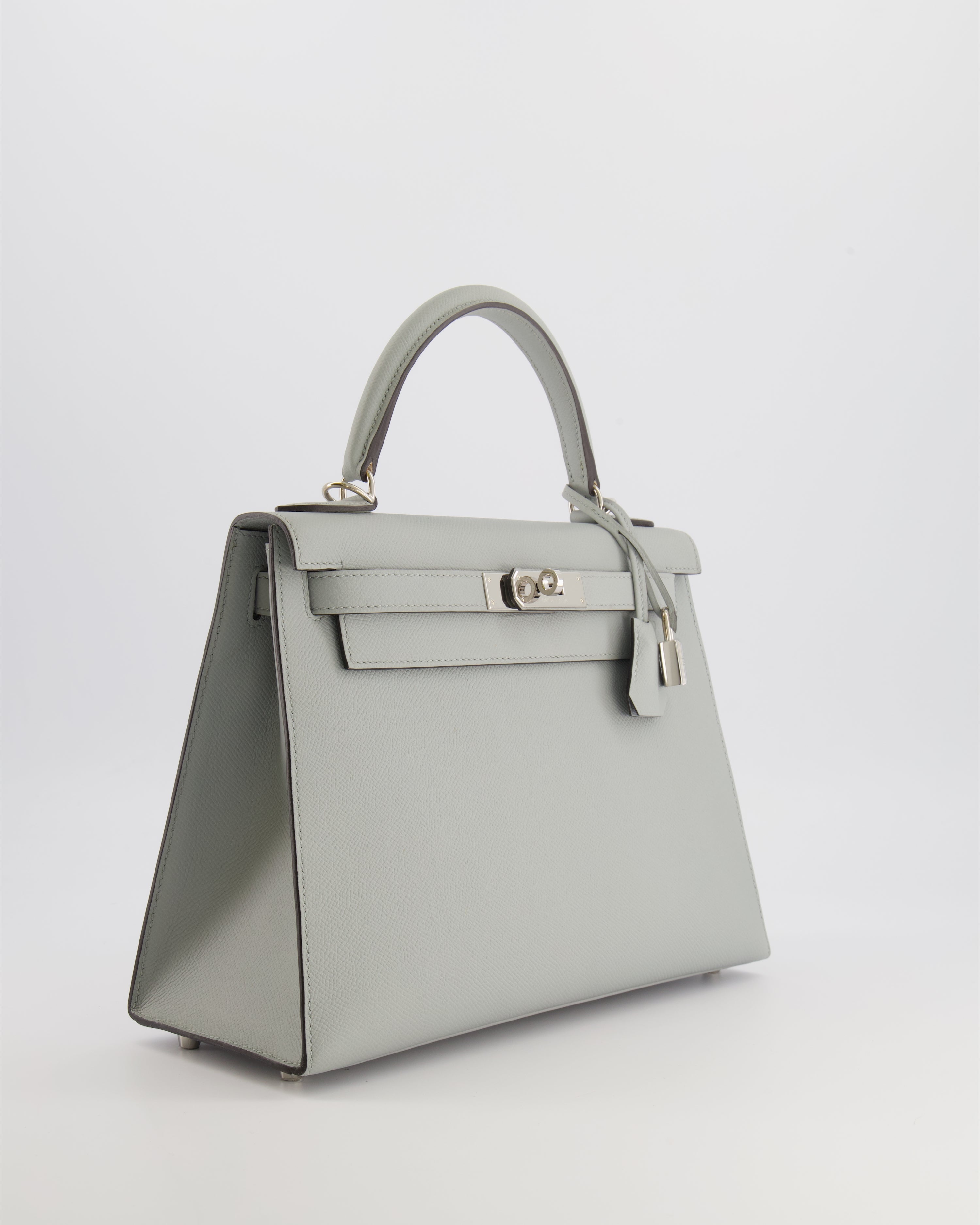 Hermès Kelly 28 Sellier Bag in Bleu Glacier Epsom Leather with Palladium Hardware