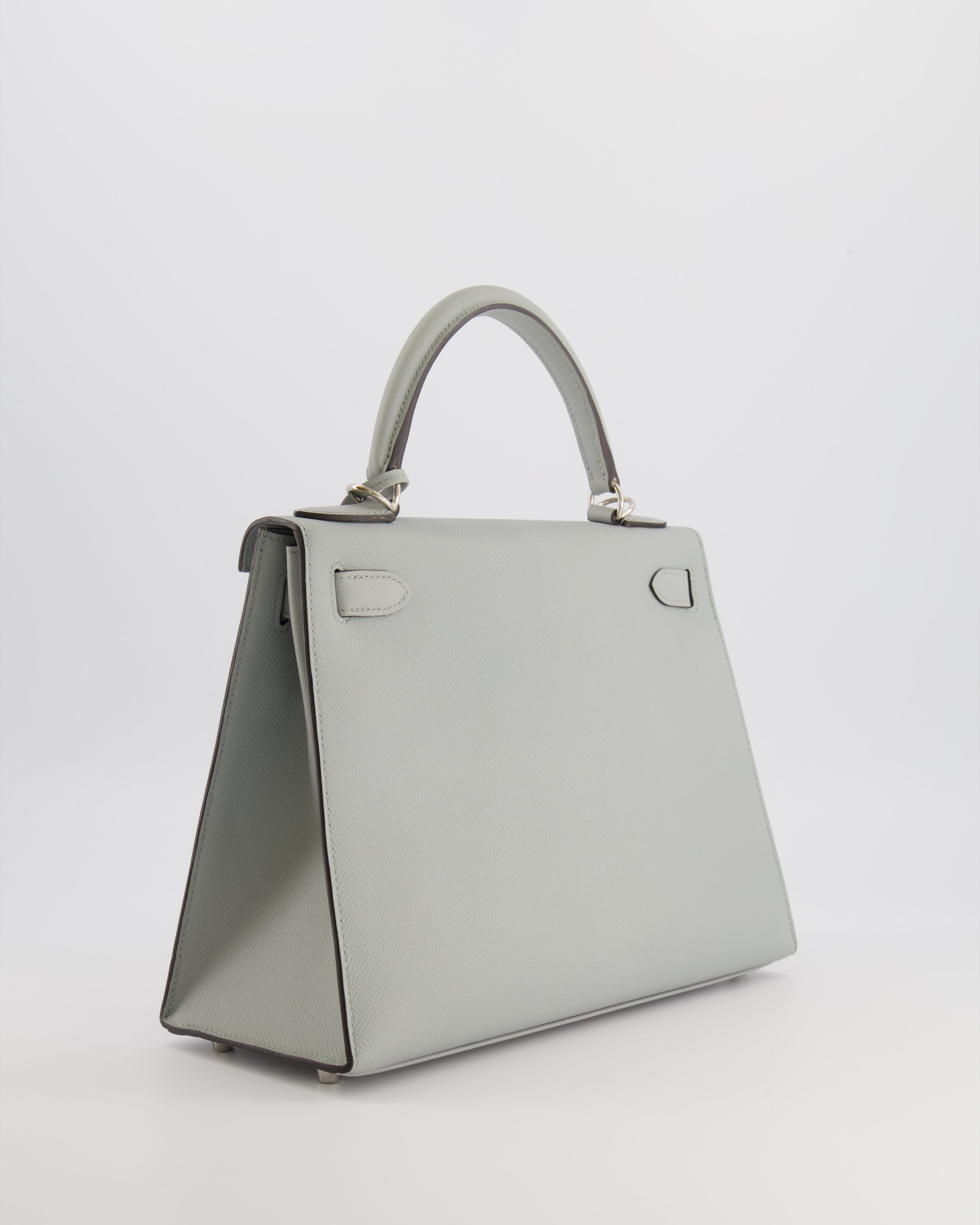 Hermès Kelly 28 Sellier Bag in Bleu Glacier Epsom Leather with Palladium Hardware