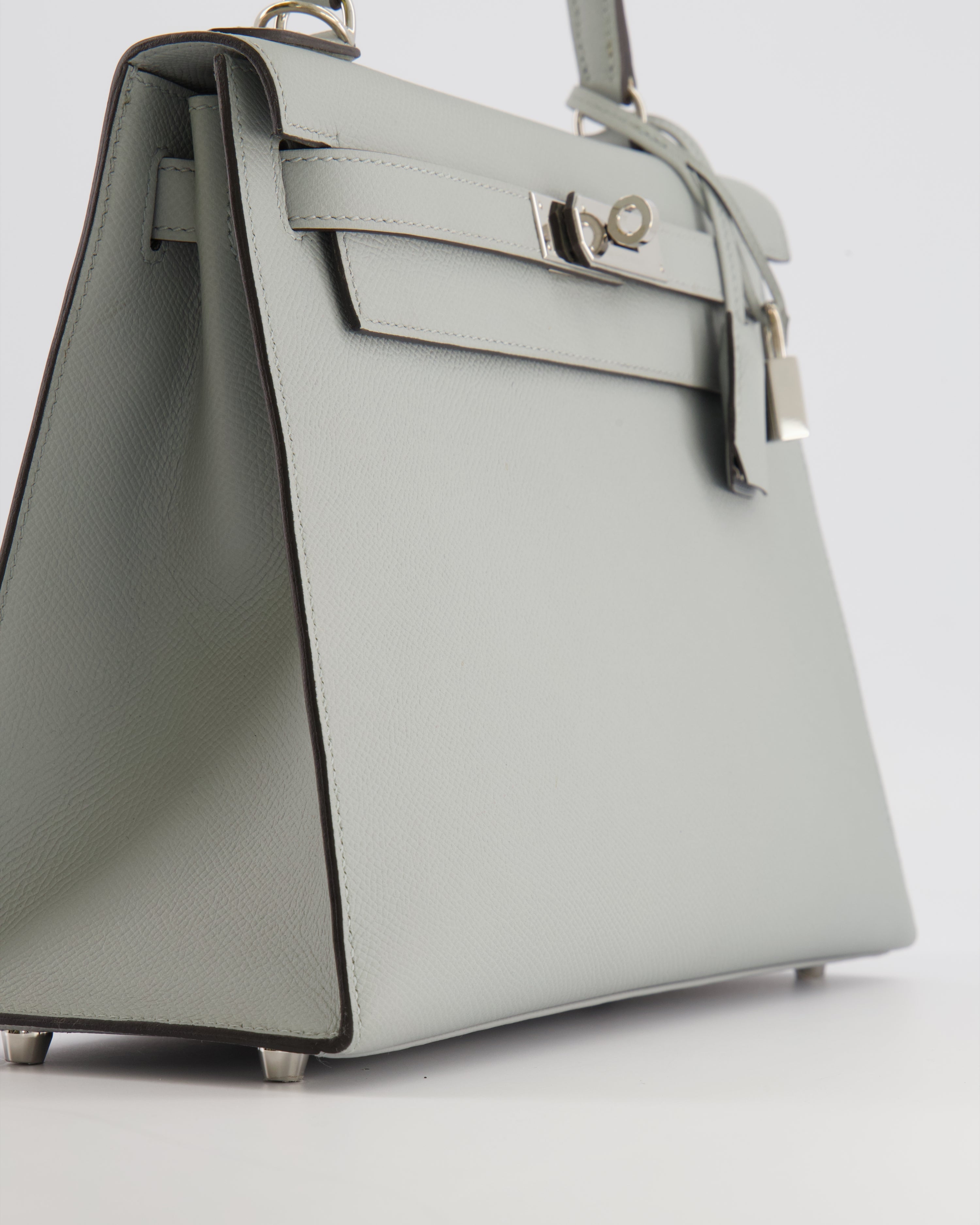Hermès Kelly 28 Sellier Bag in Bleu Glacier Epsom Leather with Palladium Hardware