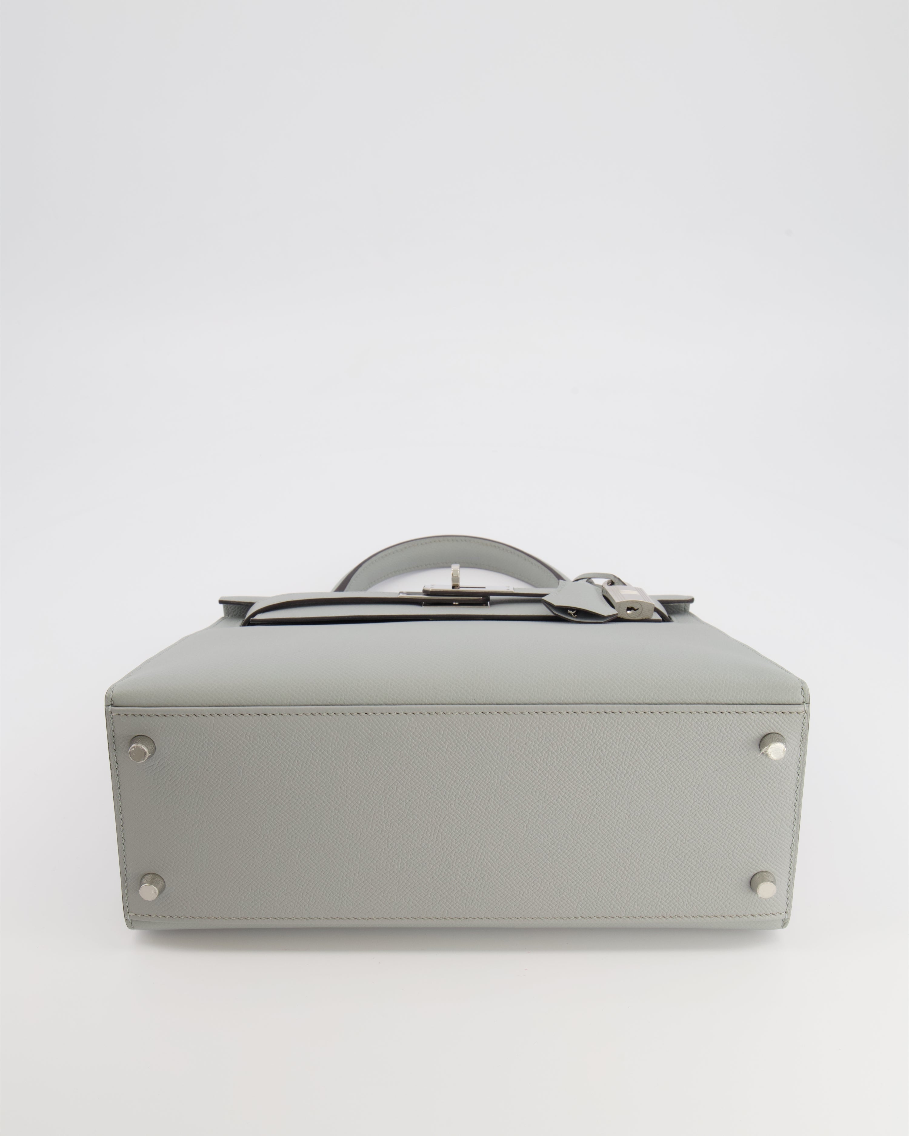 Hermès Kelly 28 Sellier Bag in Bleu Glacier Epsom Leather with Palladium Hardware