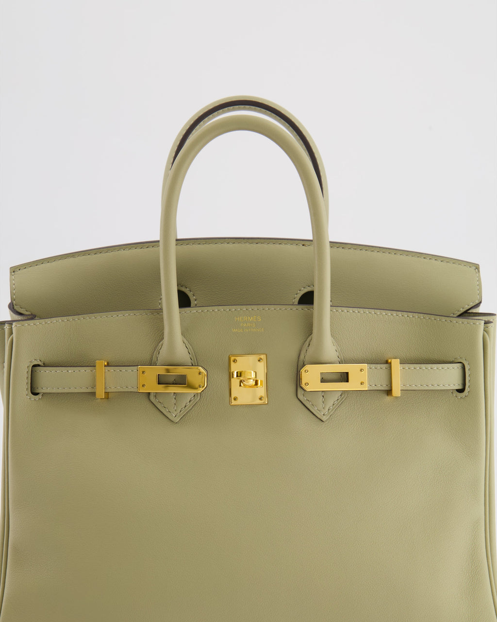Hermès Birkin 25 Retourne Bag in Sauge Swift Leather with Gold Hardware