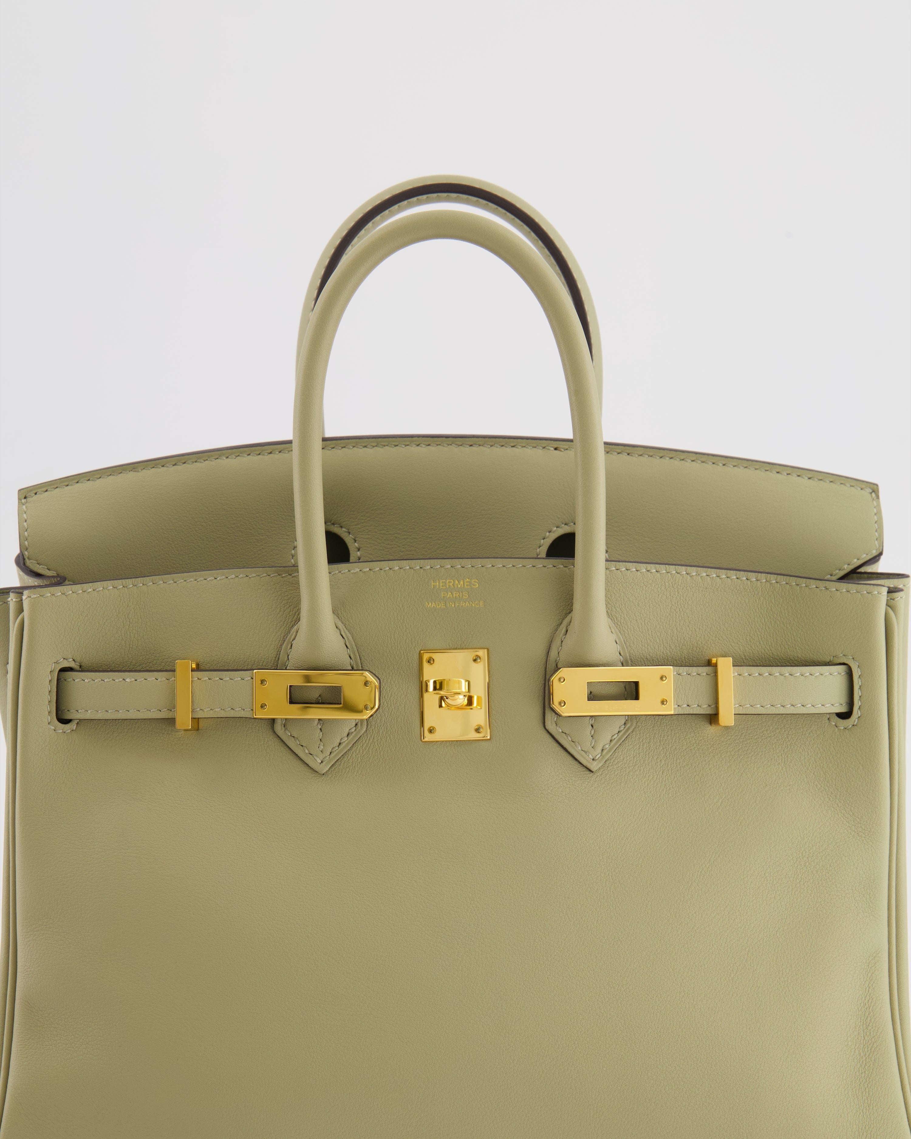 Hermès Birkin 25 Retourne Bag in Sauge Swift Leather with Gold Hardware