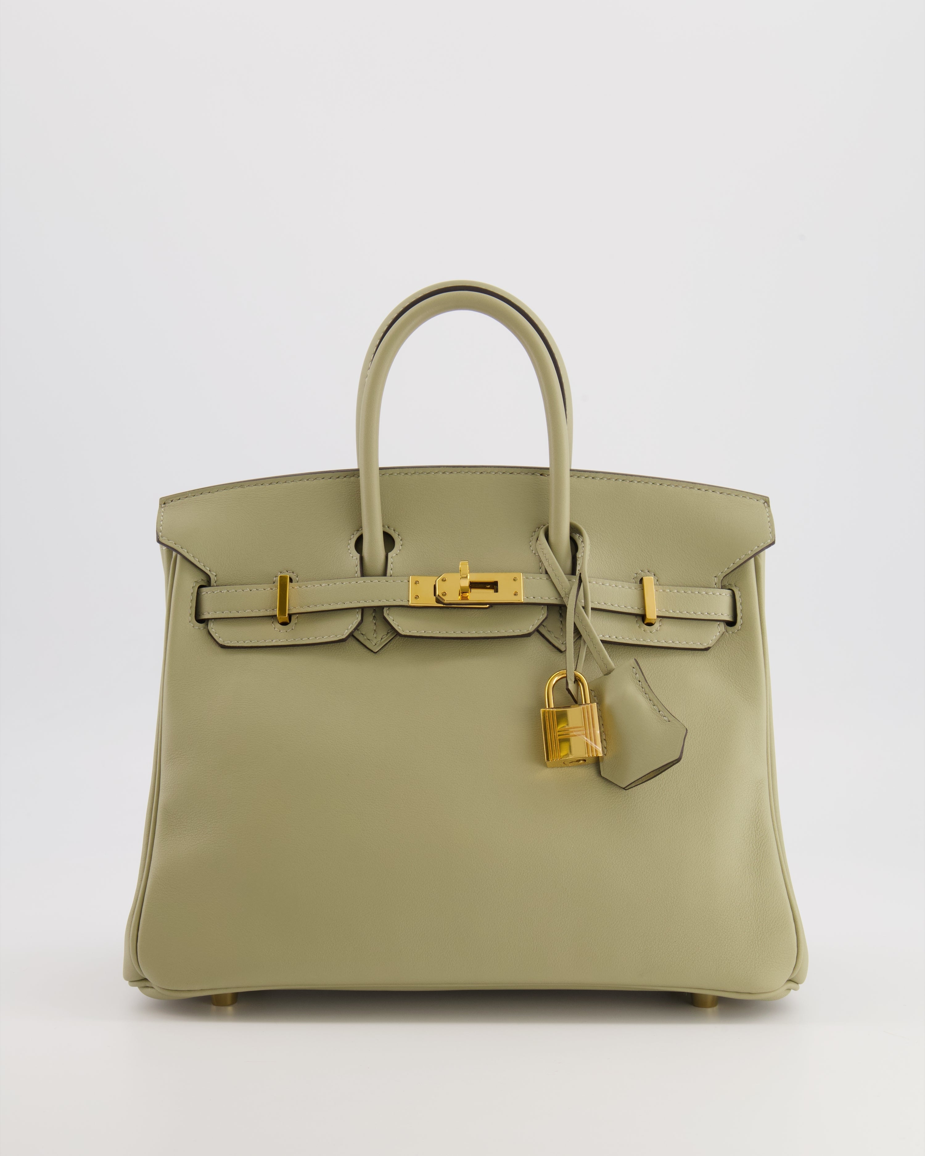 Hermès Birkin 25 Retourne Bag in Sauge Swift Leather with Gold Hardware