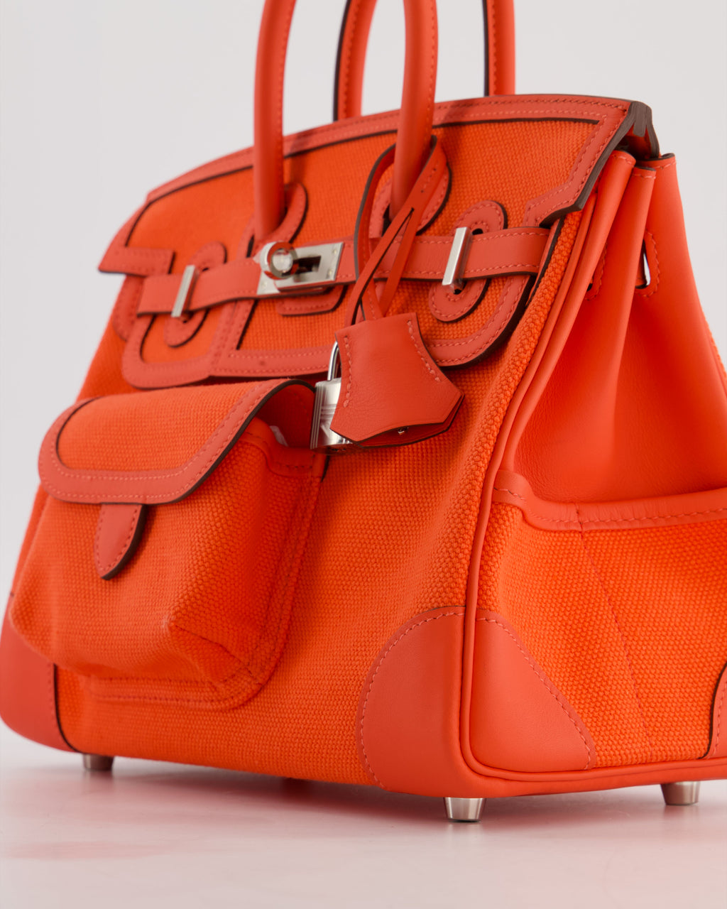 *SUPER HOT & RARE* Hermès Birkin 25 Cargo Bag in Orange Field Toile Goeland and Orange Field Swift Leather with Palladium Hardware