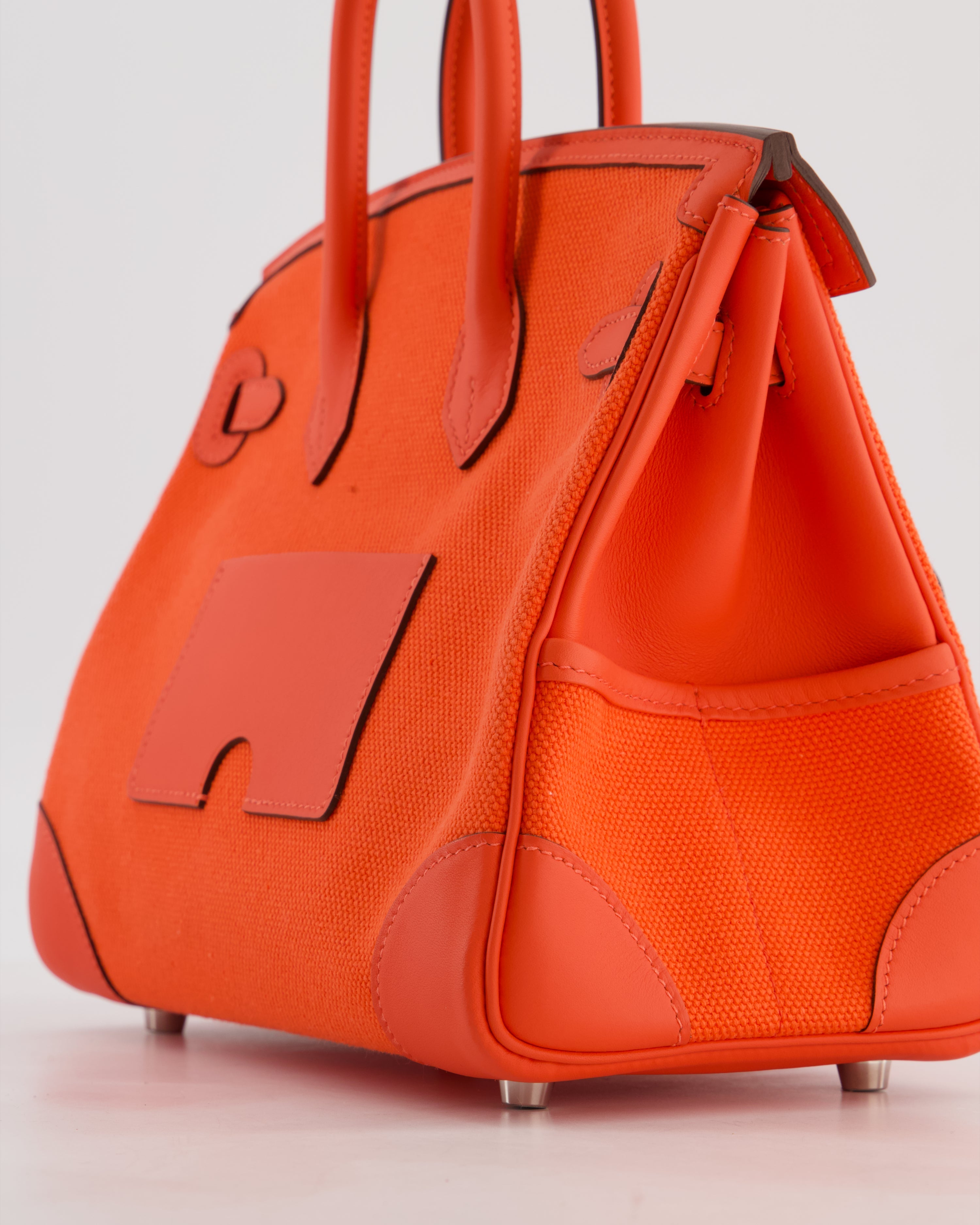 *SUPER HOT & RARE* Hermès Birkin 25 Cargo Bag in Orange Field Toile Goeland and Orange Field Swift Leather with Palladium Hardware
