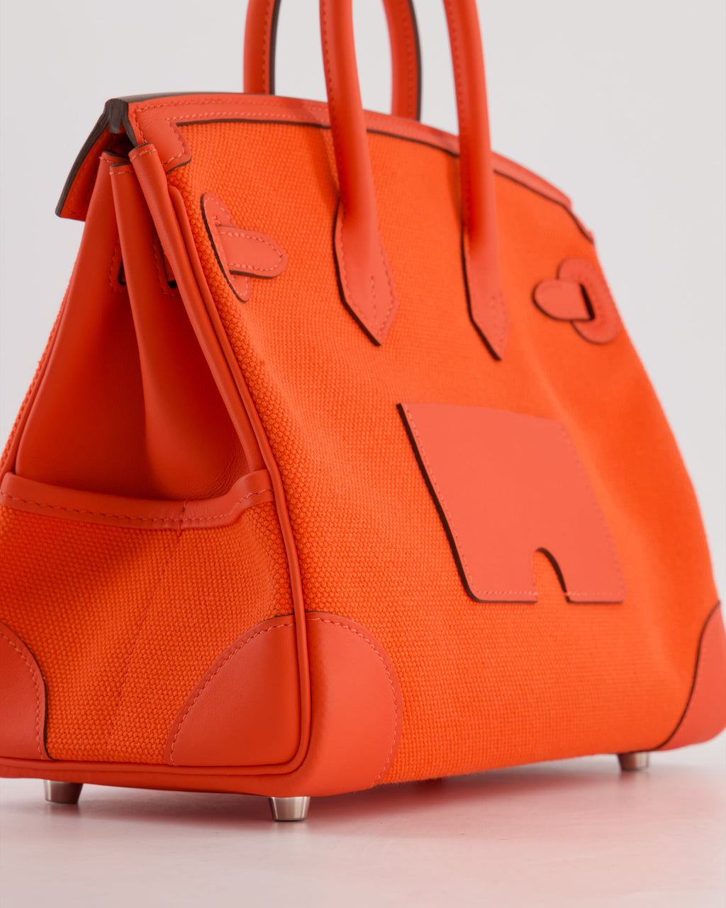 *SUPER HOT & RARE* Hermès Birkin 25 Cargo Bag in Orange Field Toile Goeland and Orange Field Swift Leather with Palladium Hardware