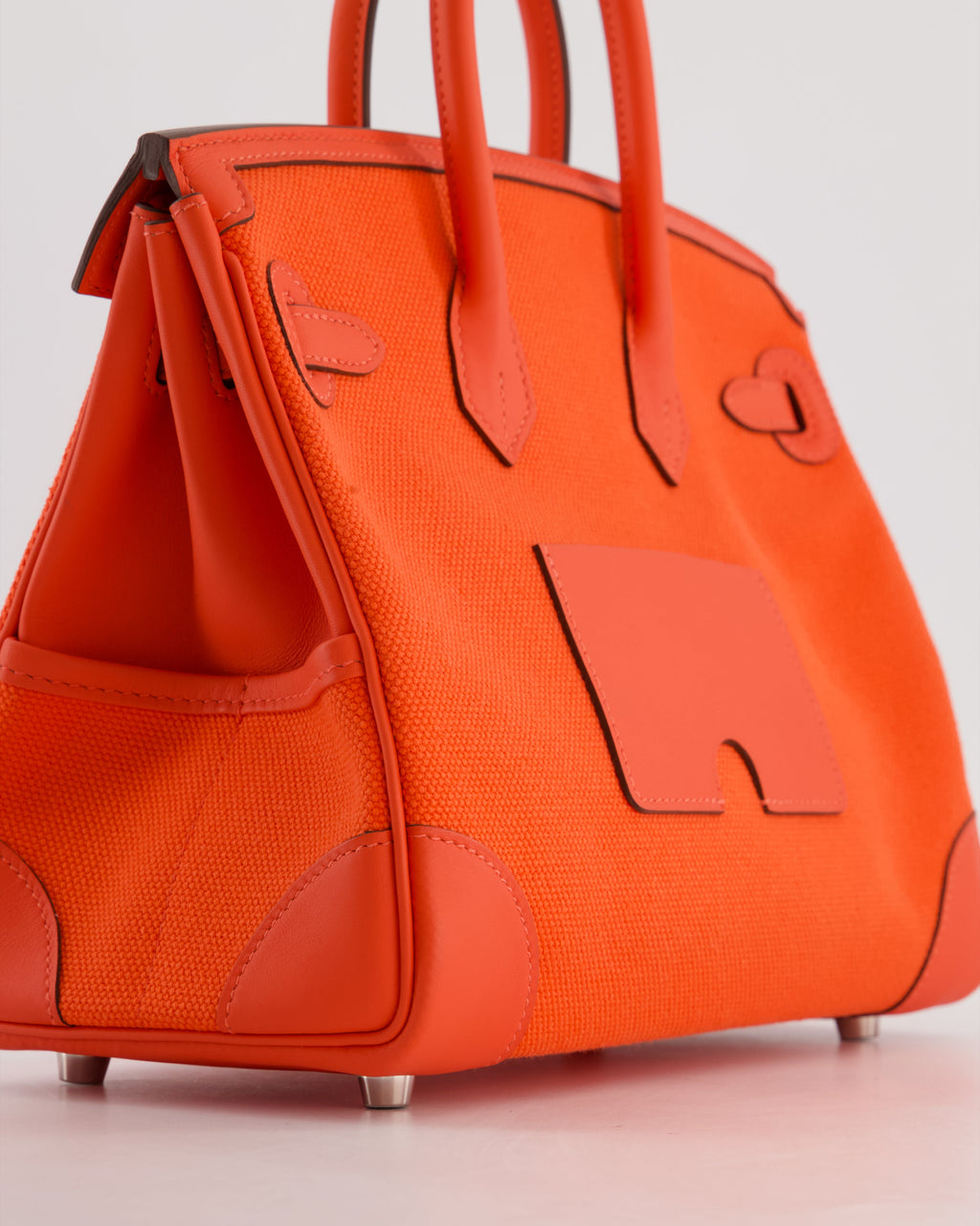 *SUPER HOT & RARE* Hermès Birkin 25 Cargo Bag in Orange Field Toile Goeland and Orange Field Swift Leather with Palladium Hardware