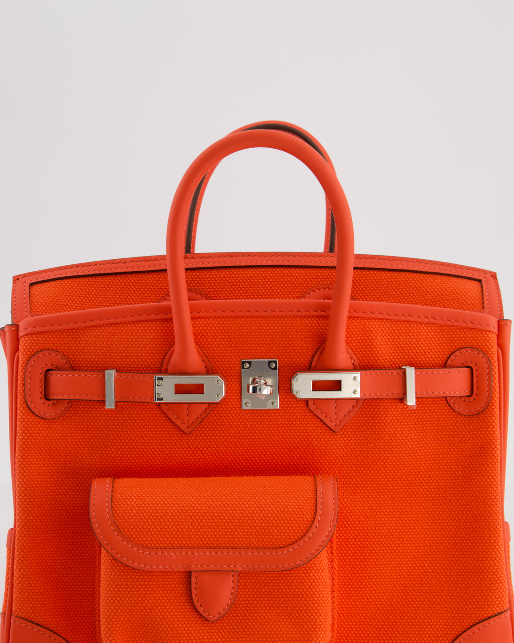 *SUPER HOT & RARE* Hermès Birkin 25 Cargo Bag in Orange Field Toile Goeland and Orange Field Swift Leather with Palladium Hardware