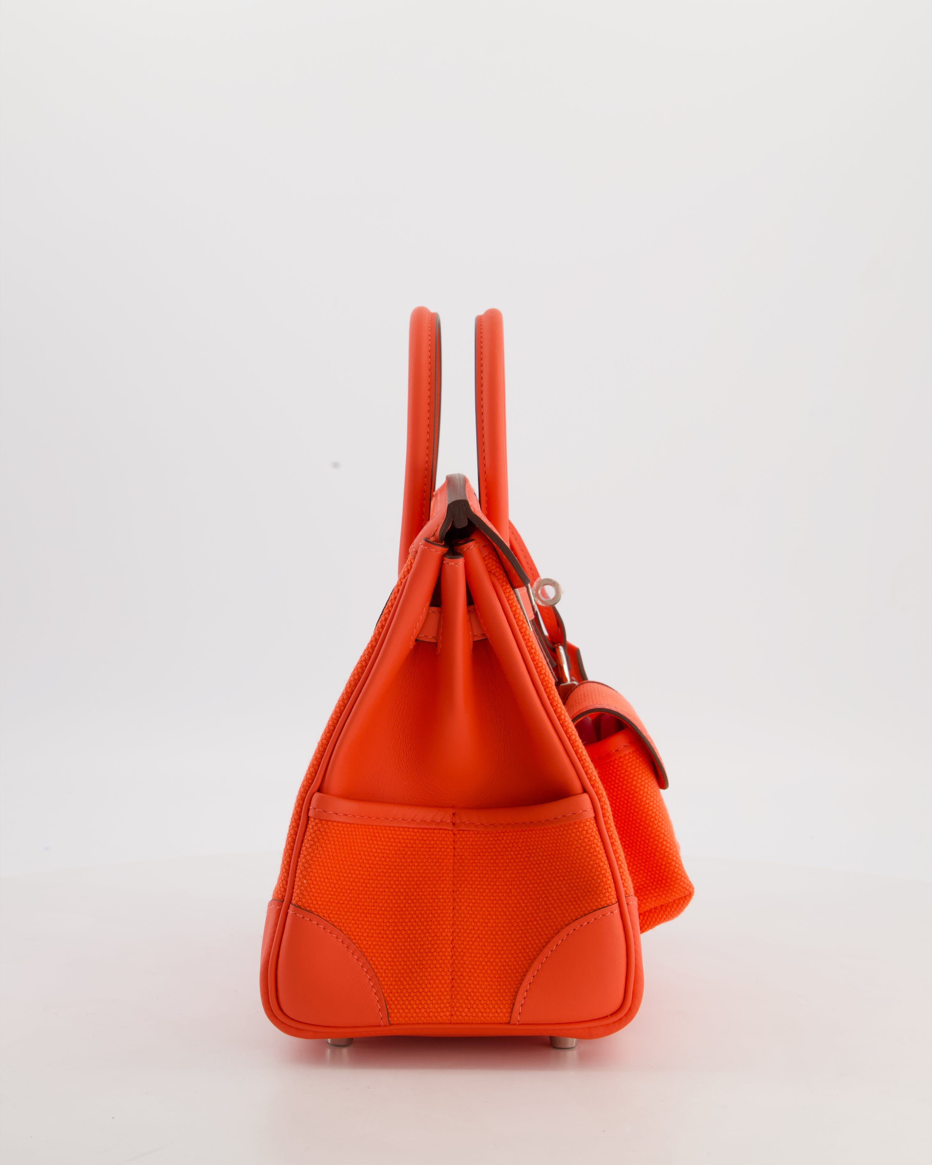 *SUPER HOT & RARE* Hermès Birkin 25 Cargo Bag in Orange Field Toile Goeland and Orange Field Swift Leather with Palladium Hardware
