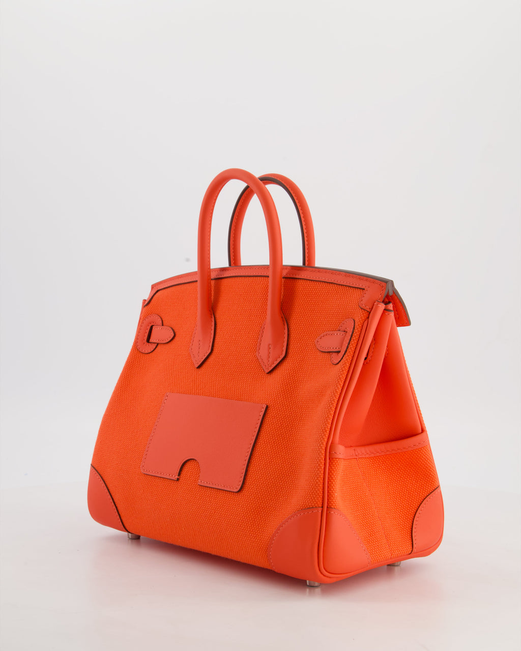 *SUPER HOT & RARE* Hermès Birkin 25 Cargo Bag in Orange Field Toile Goeland and Orange Field Swift Leather with Palladium Hardware