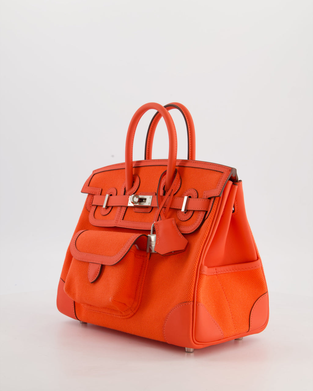 *SUPER HOT & RARE* Hermès Birkin 25 Cargo Bag in Orange Field Toile Goeland and Orange Field Swift Leather with Palladium Hardware