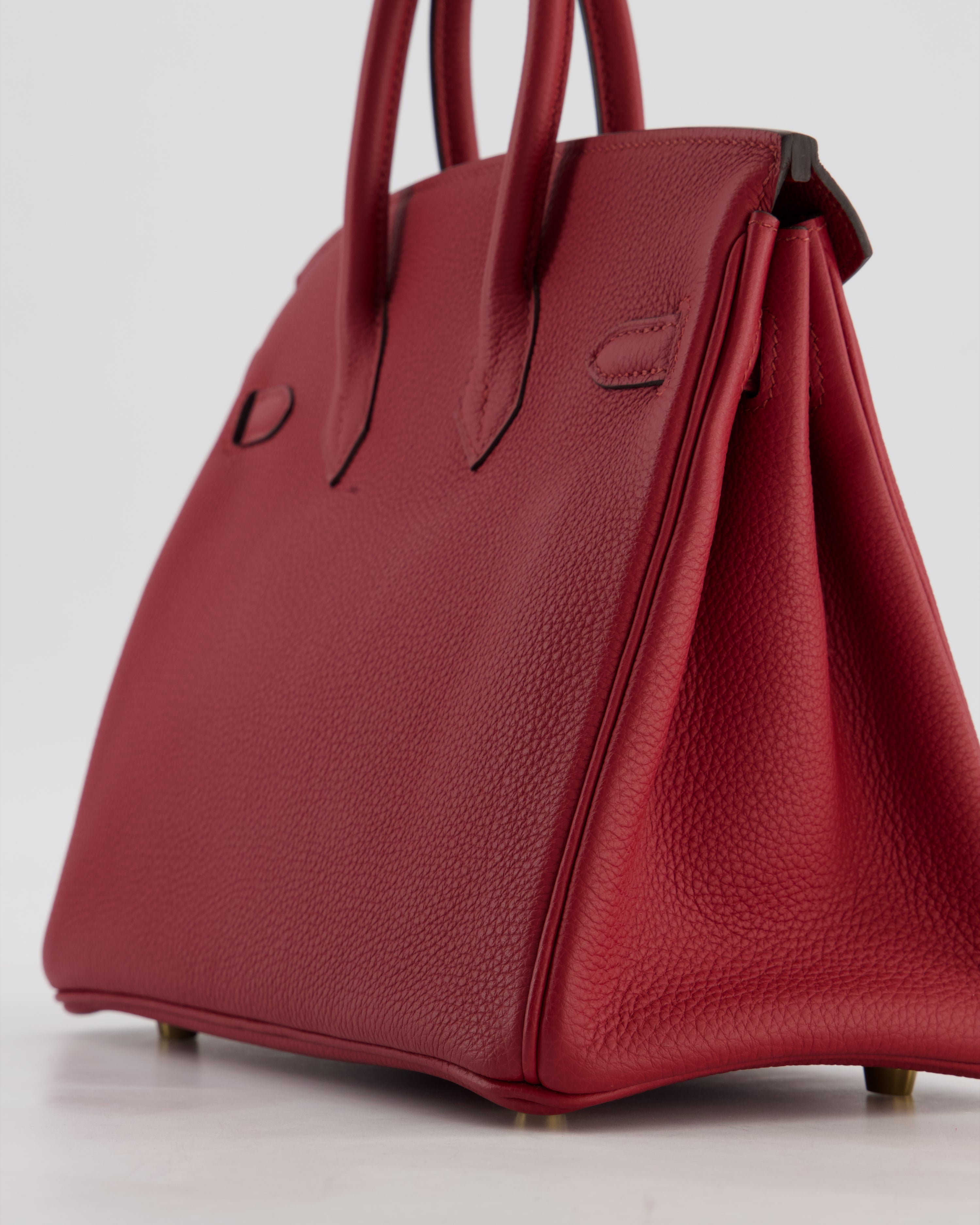 Hermès Birkin 25 Retourne Bag in Rouge Grenat Togo Leather with Gold Hardware