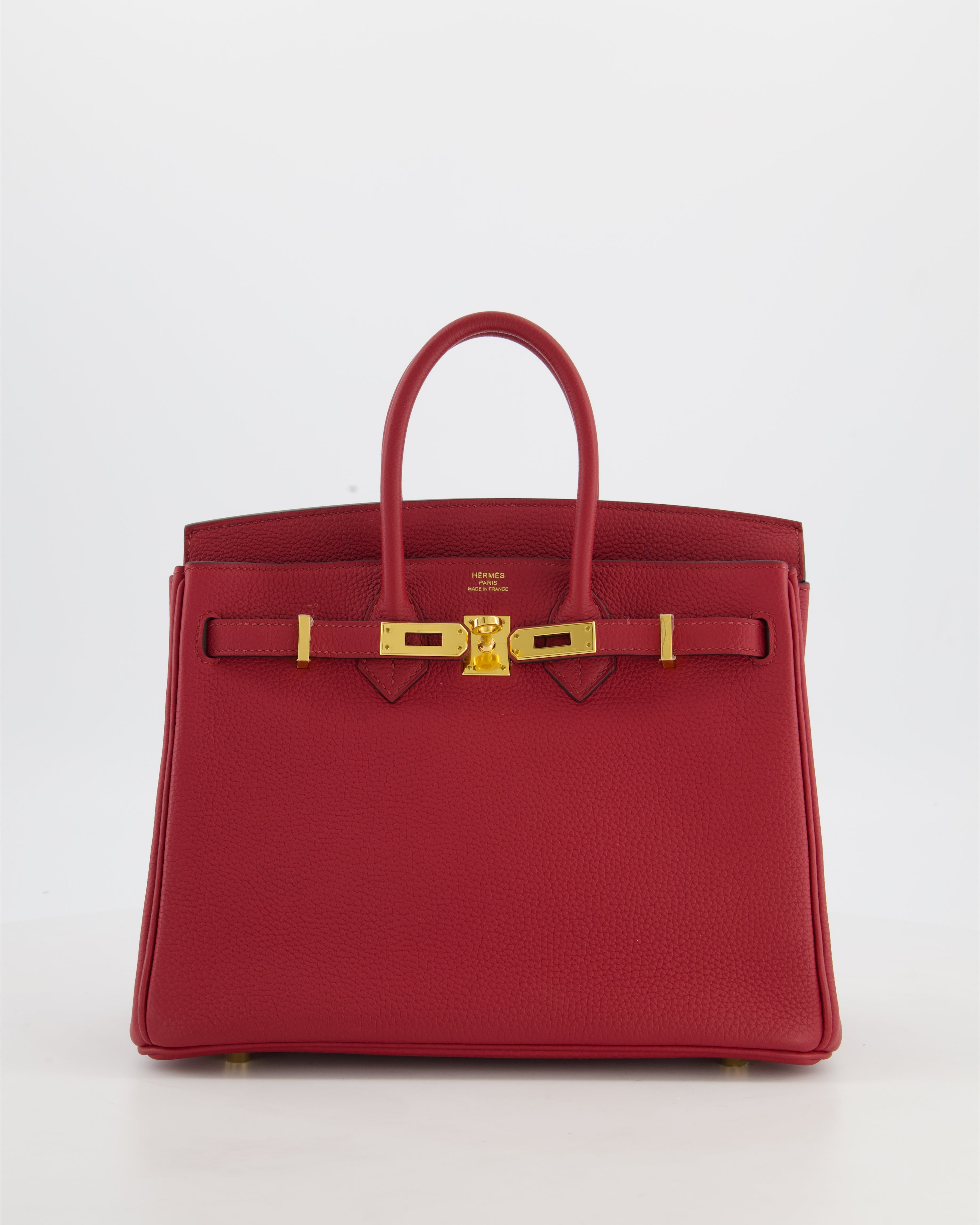 Hermès Birkin 25 Retourne Bag in Rouge Grenat Togo Leather with Gold Hardware