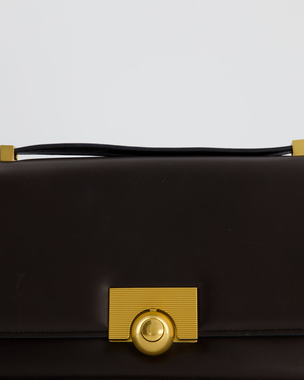 Bottega Veneta Brown Spazzolato Calfskin Leather Shoulder Bag with Brushed Gold Hardware