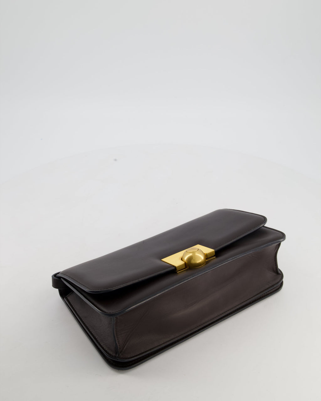 Bottega Veneta Brown Spazzolato Calfskin Leather Shoulder Bag with Brushed Gold Hardware
