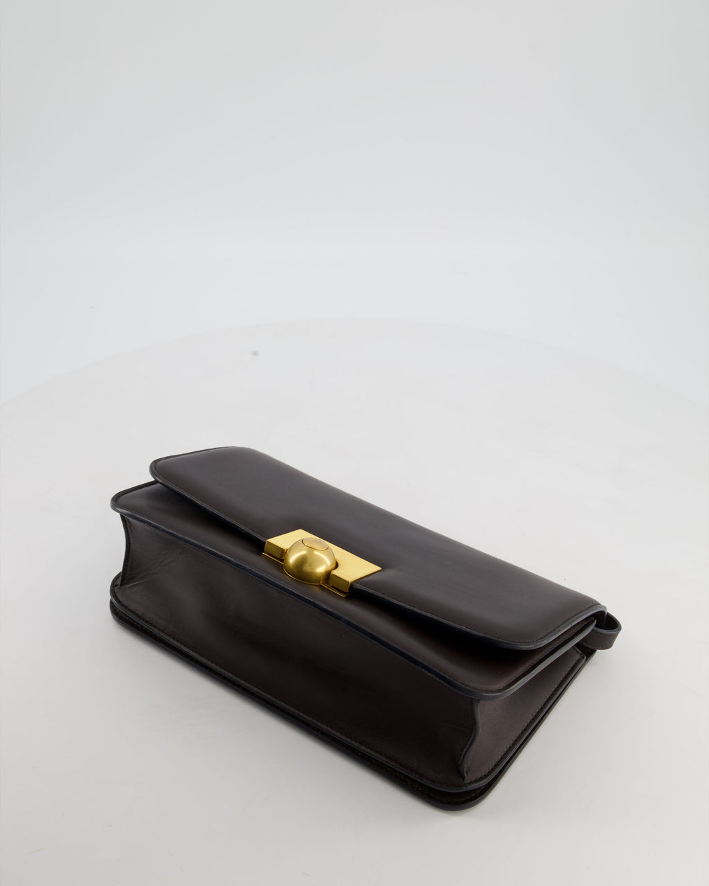 Bottega Veneta Brown Spazzolato Calfskin Leather Shoulder Bag with Brushed Gold Hardware