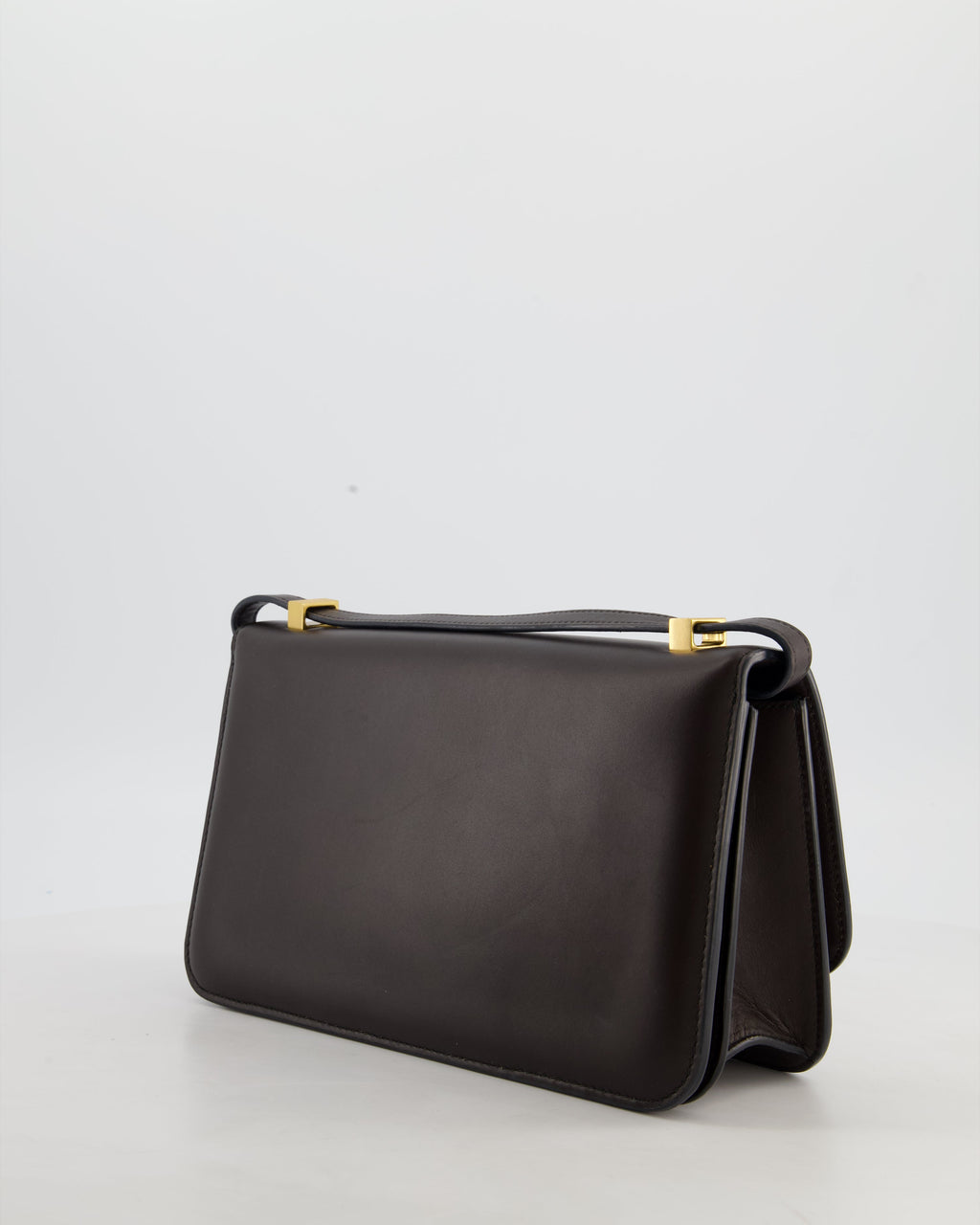 Bottega Veneta Brown Spazzolato Calfskin Leather Shoulder Bag with Brushed Gold Hardware