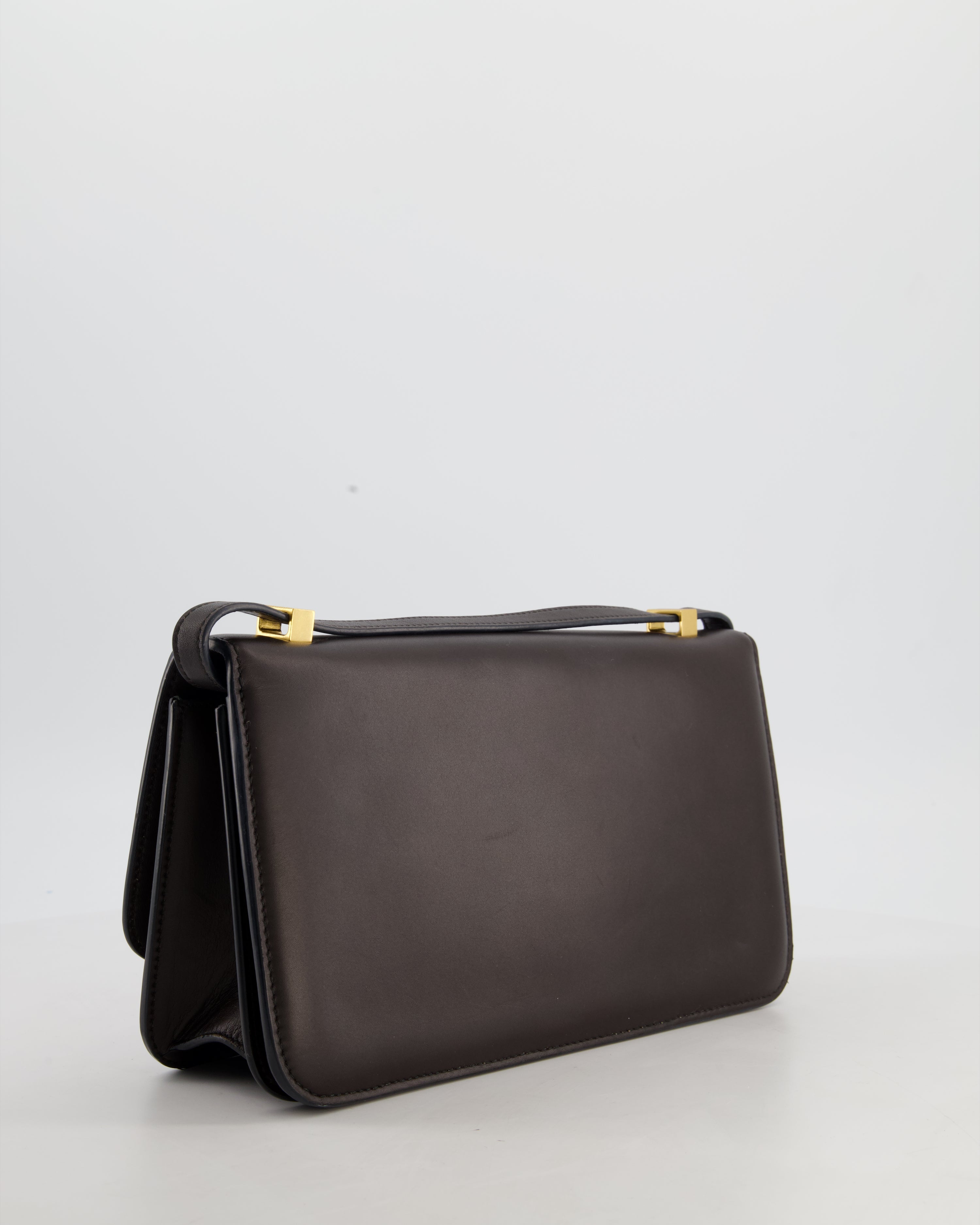 Bottega Veneta Brown Spazzolato Calfskin Leather Shoulder Bag with Brushed Gold Hardware