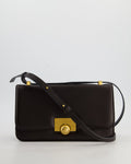 Bottega Veneta Brown Spazzolato Calfskin Leather Shoulder Bag with Brushed Gold Hardware