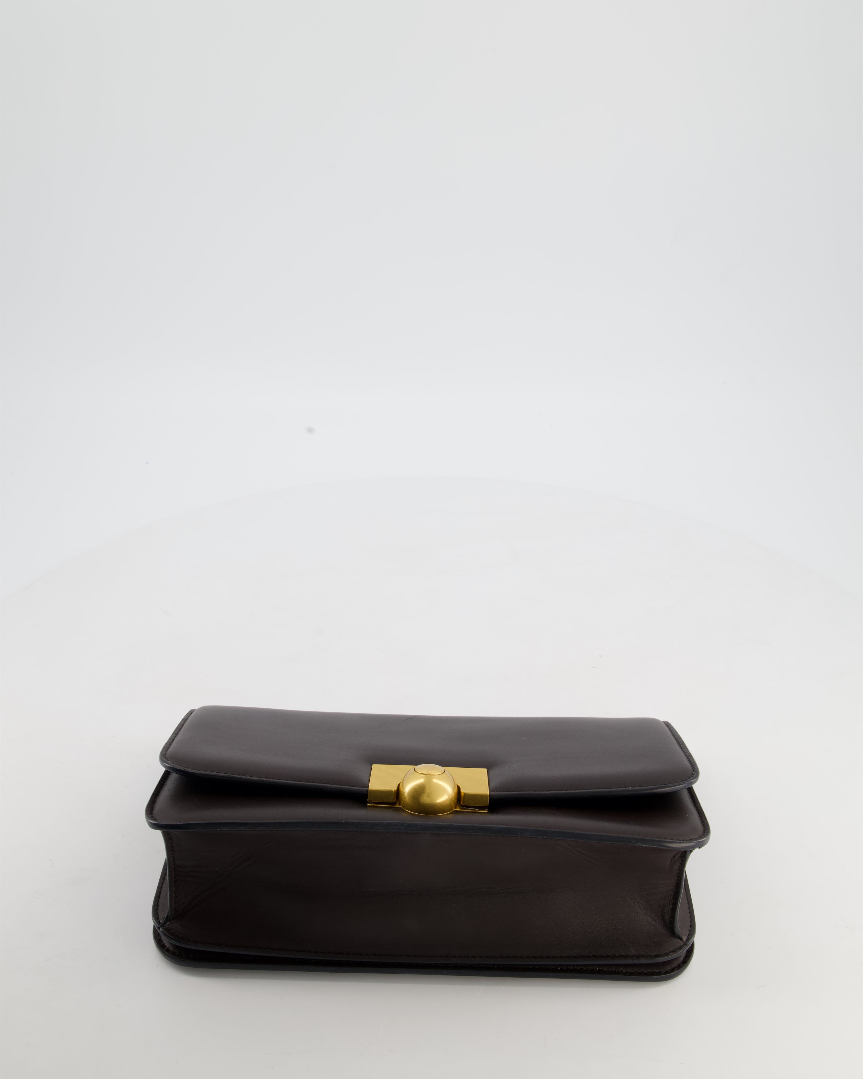 Bottega Veneta Brown Spazzolato Calfskin Leather Shoulder Bag with Brushed Gold Hardware