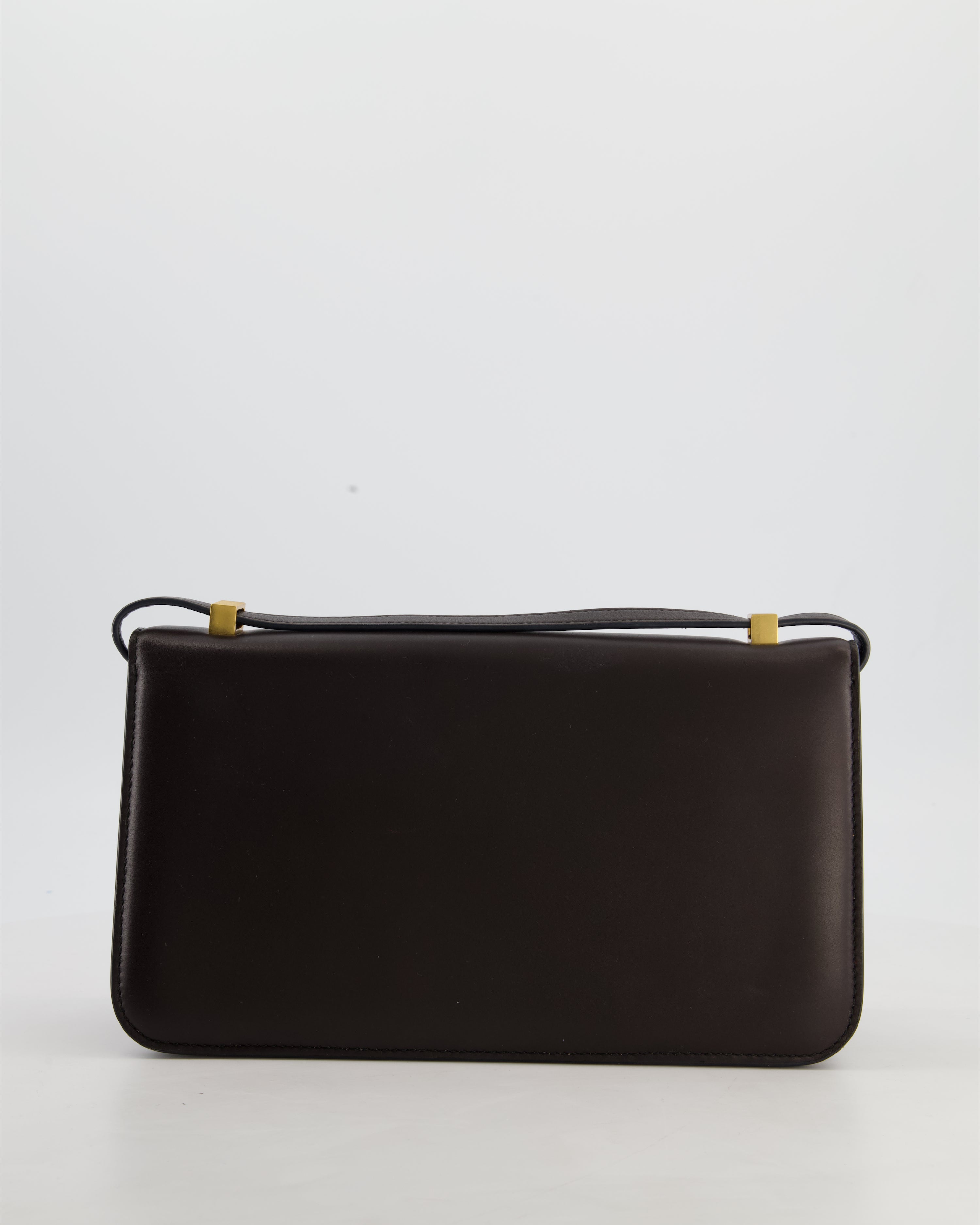Bottega Veneta Brown Spazzolato Calfskin Leather Shoulder Bag with Brushed Gold Hardware