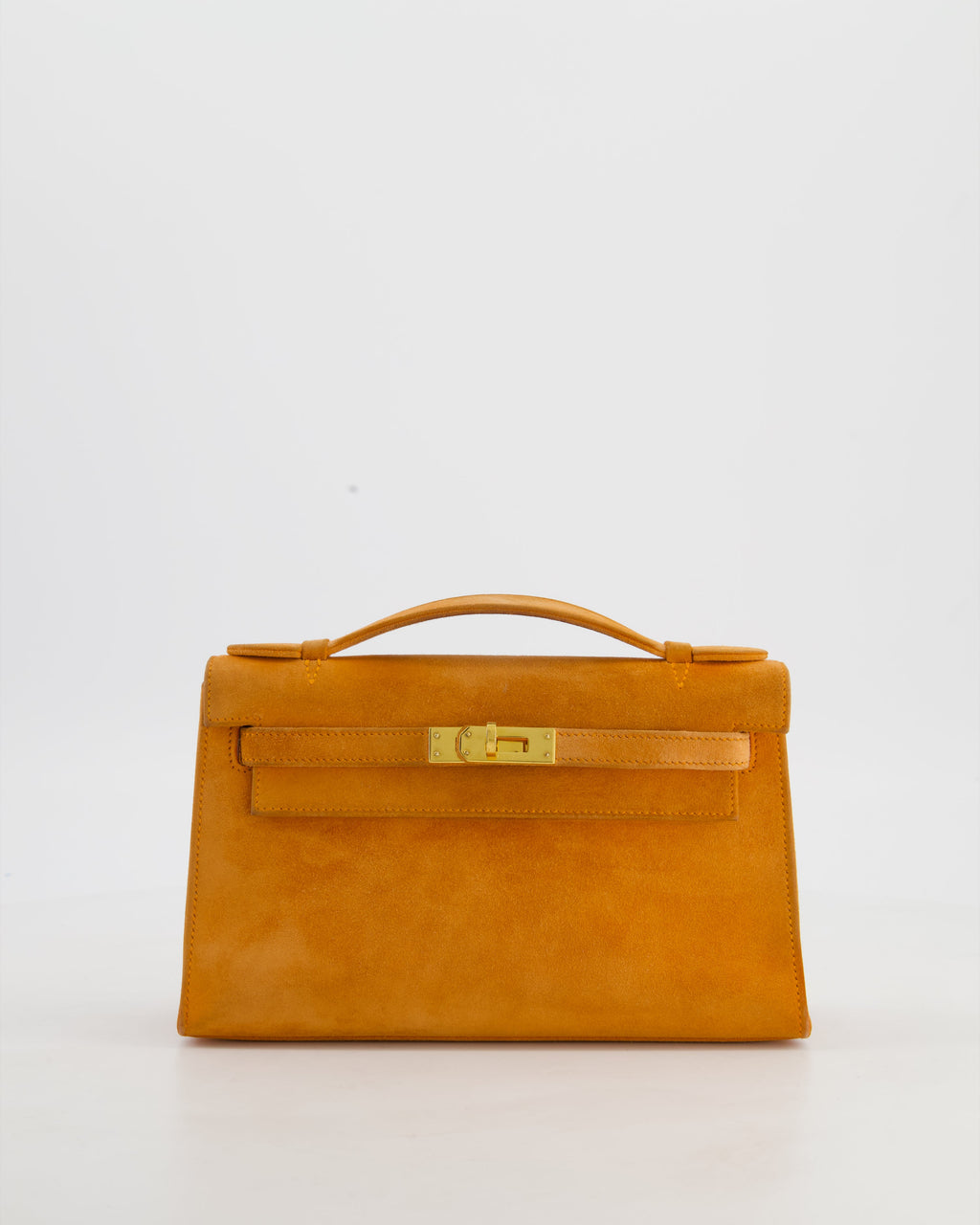 *SUPER RARE VINTAGE* Hermès Vintage Mini Kelly Pochette Bag in Orange Veau Doblis Leather with Gold Hardware