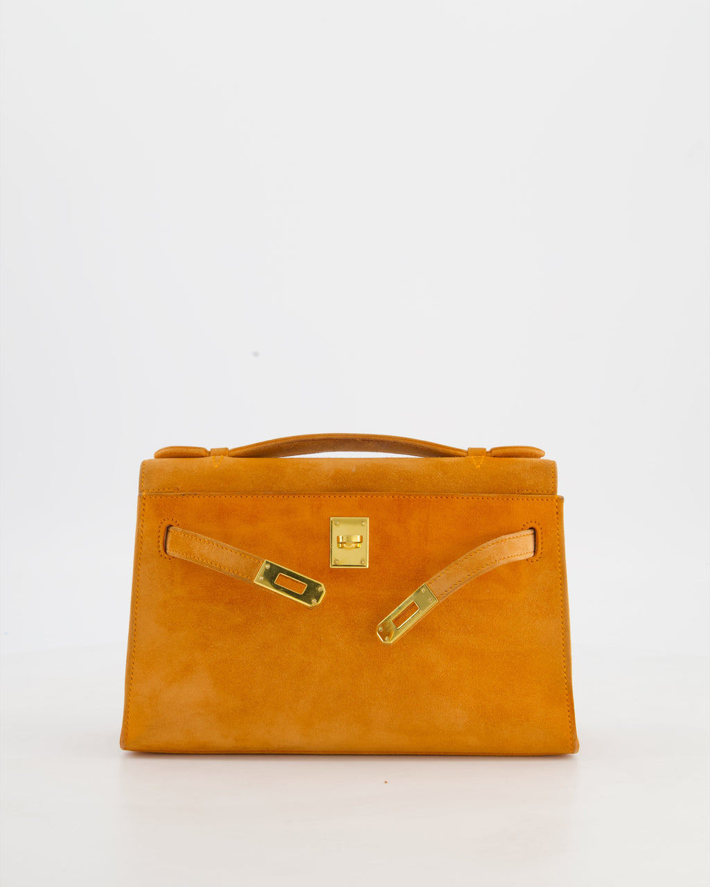 *SUPER RARE VINTAGE* Hermès Vintage Mini Kelly Pochette Bag in Orange Veau Doblis Leather with Gold Hardware