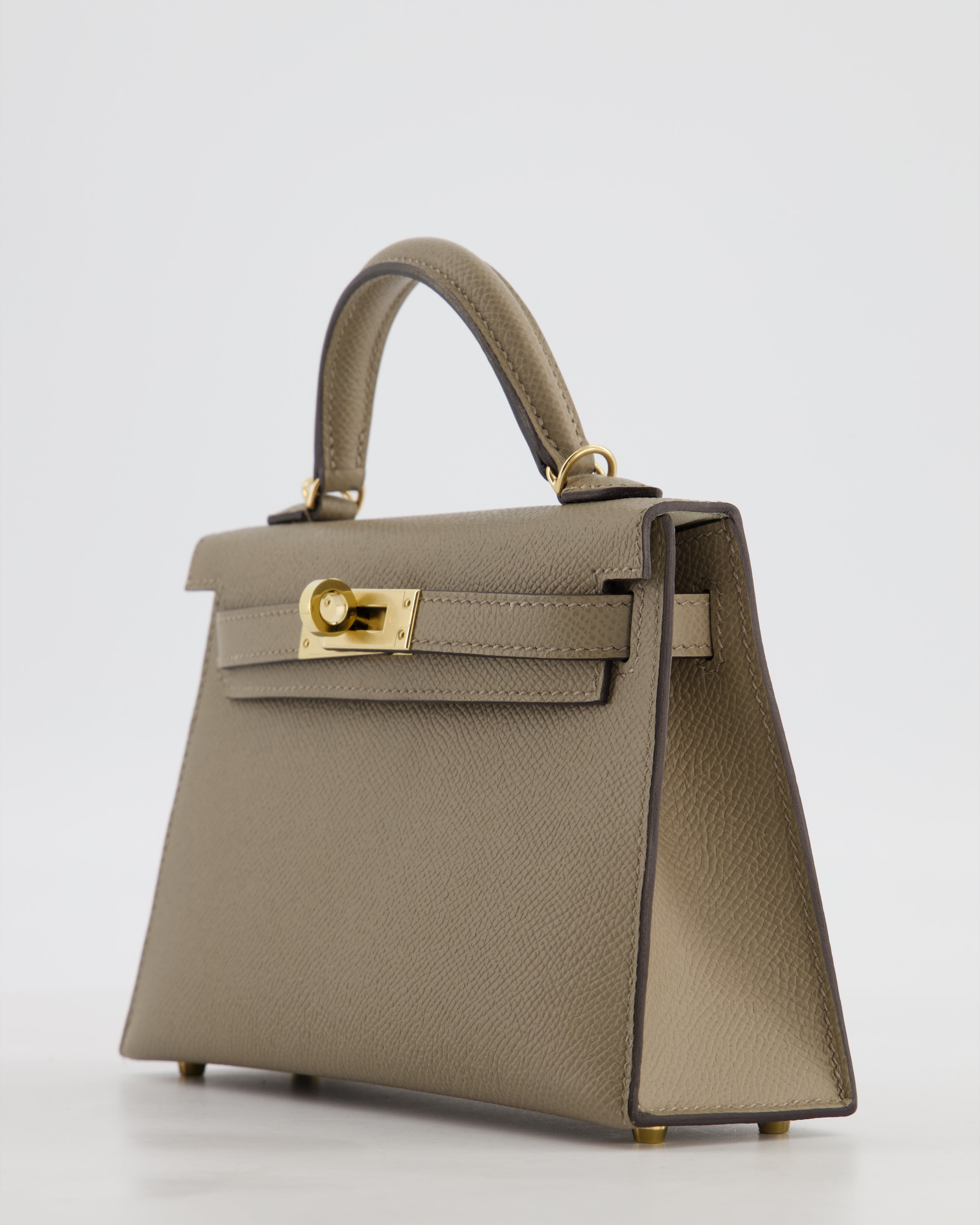 *SUPER RARE* Hermès HSS Mini Kelly II 20 Bag in Gris Tourterelle & Gris Perle Interior Epsom Leather with Permabrass Hardware