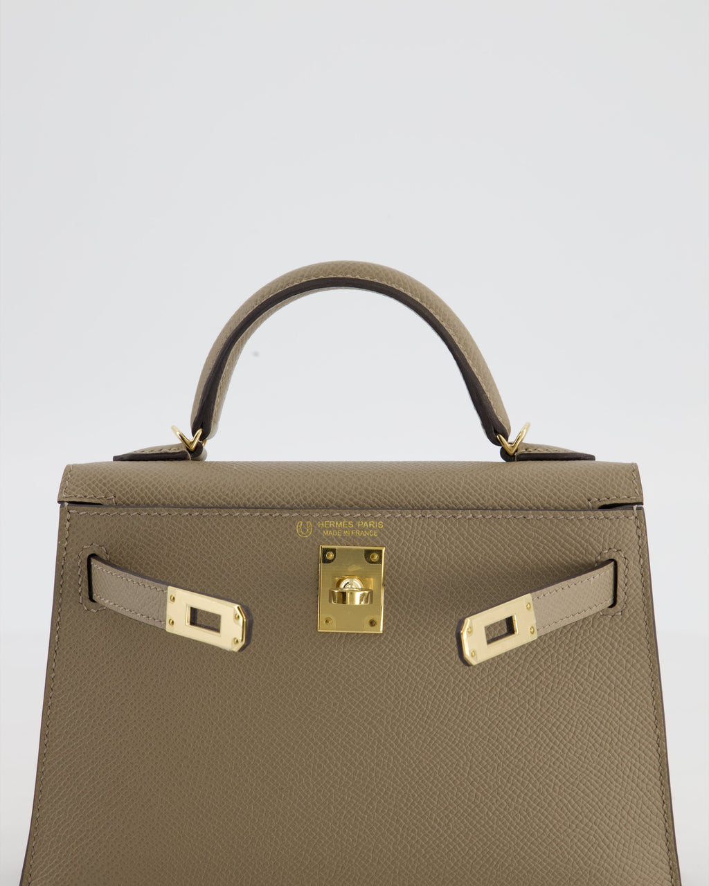 *SUPER RARE* Hermès HSS Mini Kelly II 20 Bag in Gris Tourterelle & Gris Perle Interior Epsom Leather with Permabrass Hardware
