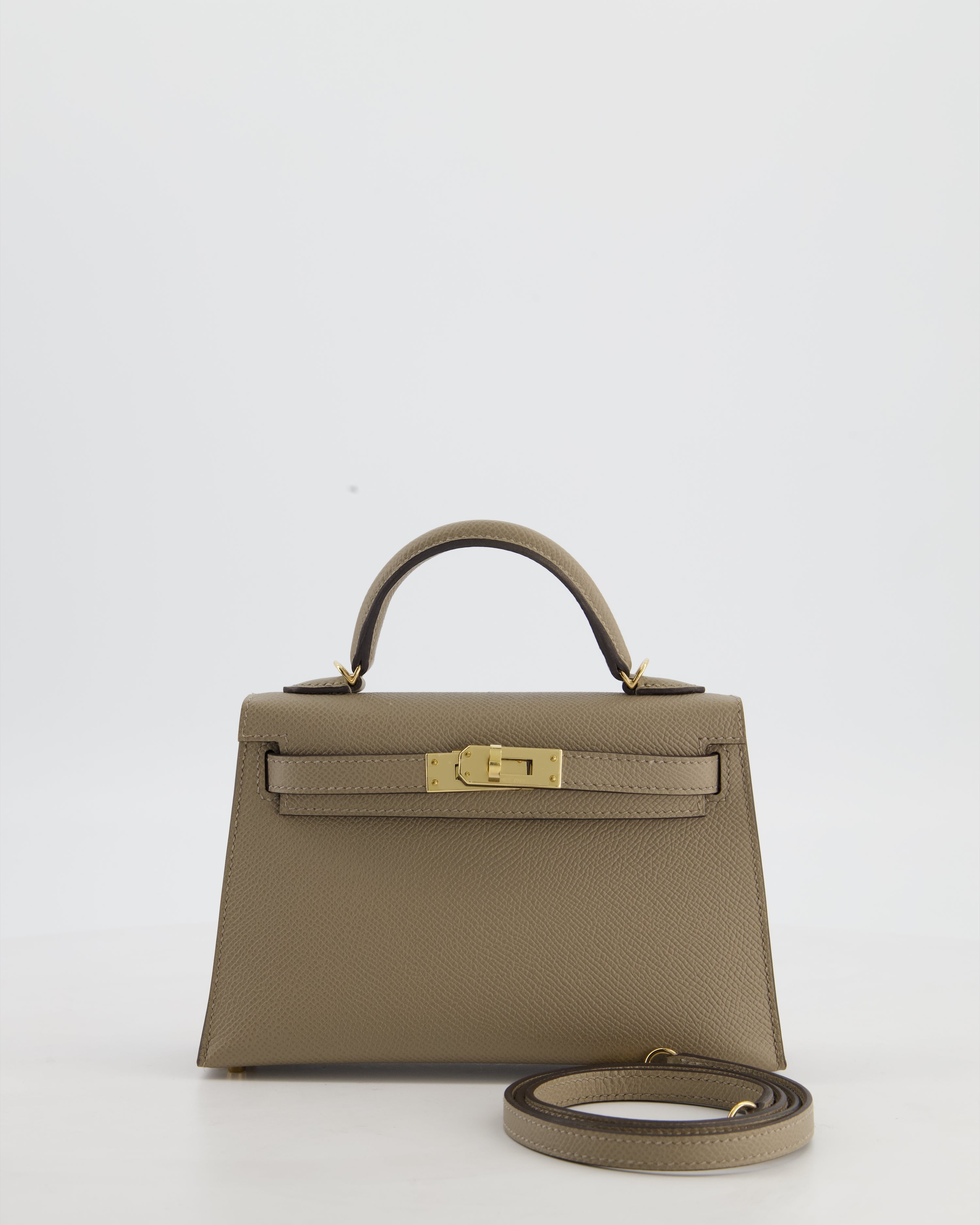 *SUPER RARE* Hermès HSS Mini Kelly II 20 Bag in Gris Tourterelle & Gris Perle Interior Epsom Leather with Permabrass Hardware