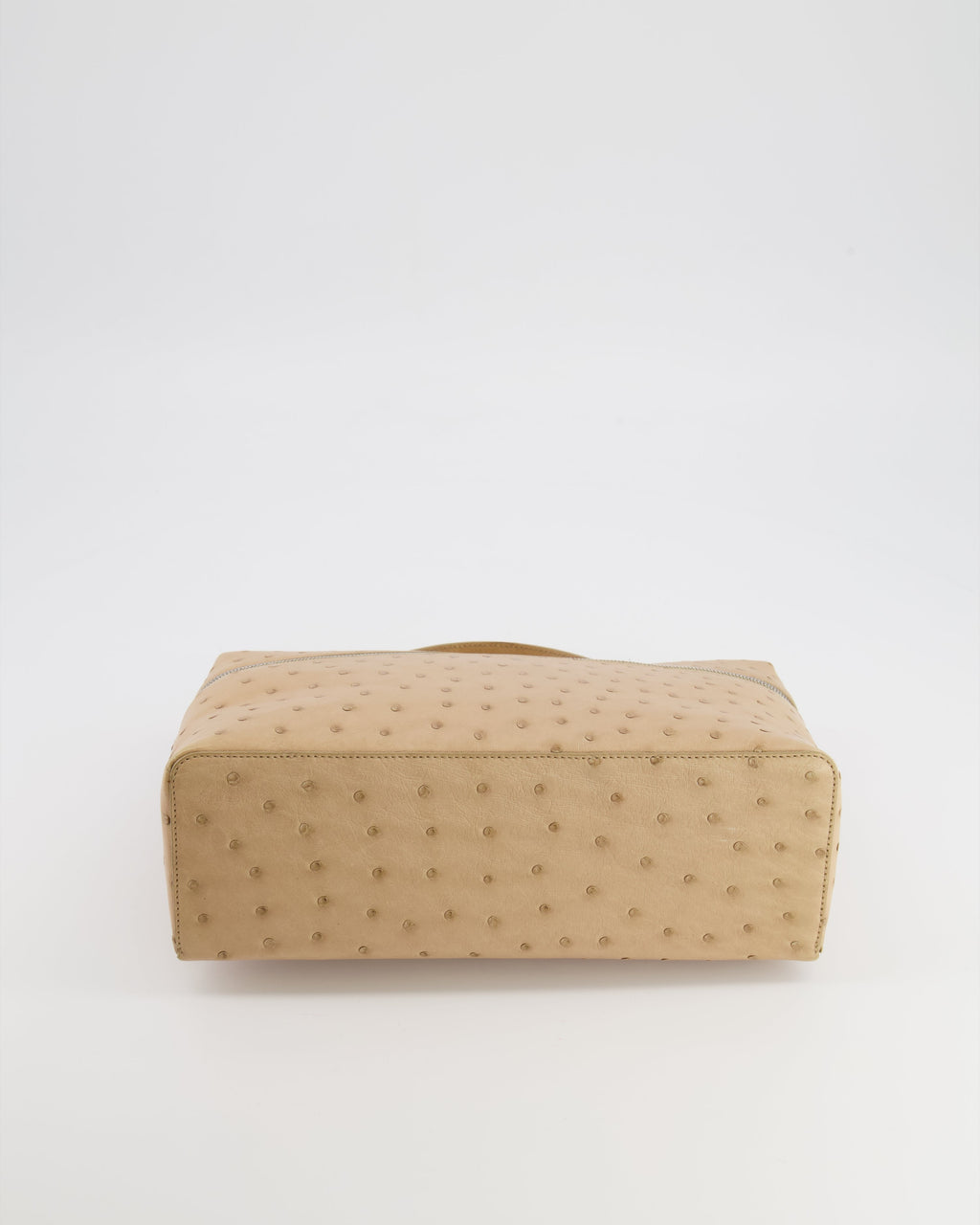 Loro Piana Extra Pocket L27 Pouch Bag in Beige Ostrich Leather with Silver Hardware