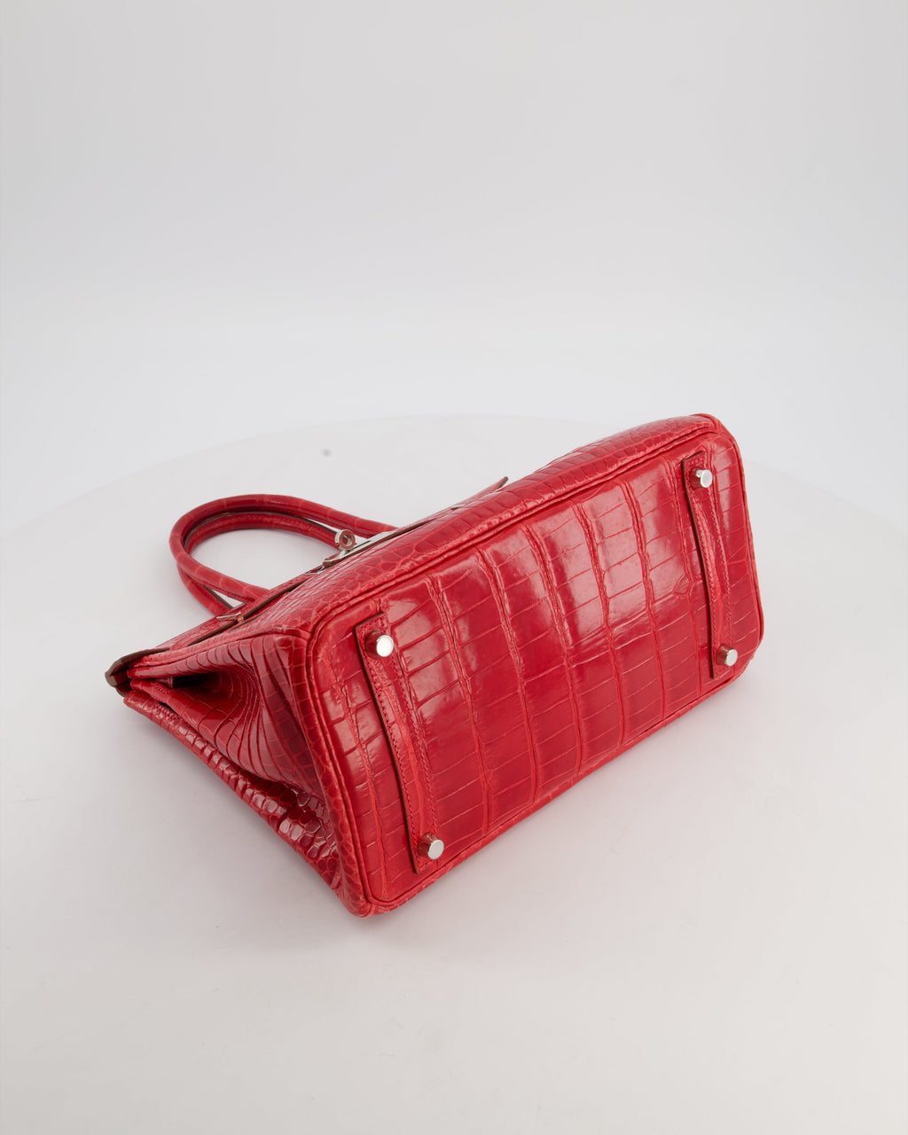 *HOT & RARE* Hermès Birkin 30 Retourne Bag in Braise Shiny Porosus Crocodile Leather with Palladium Hardware