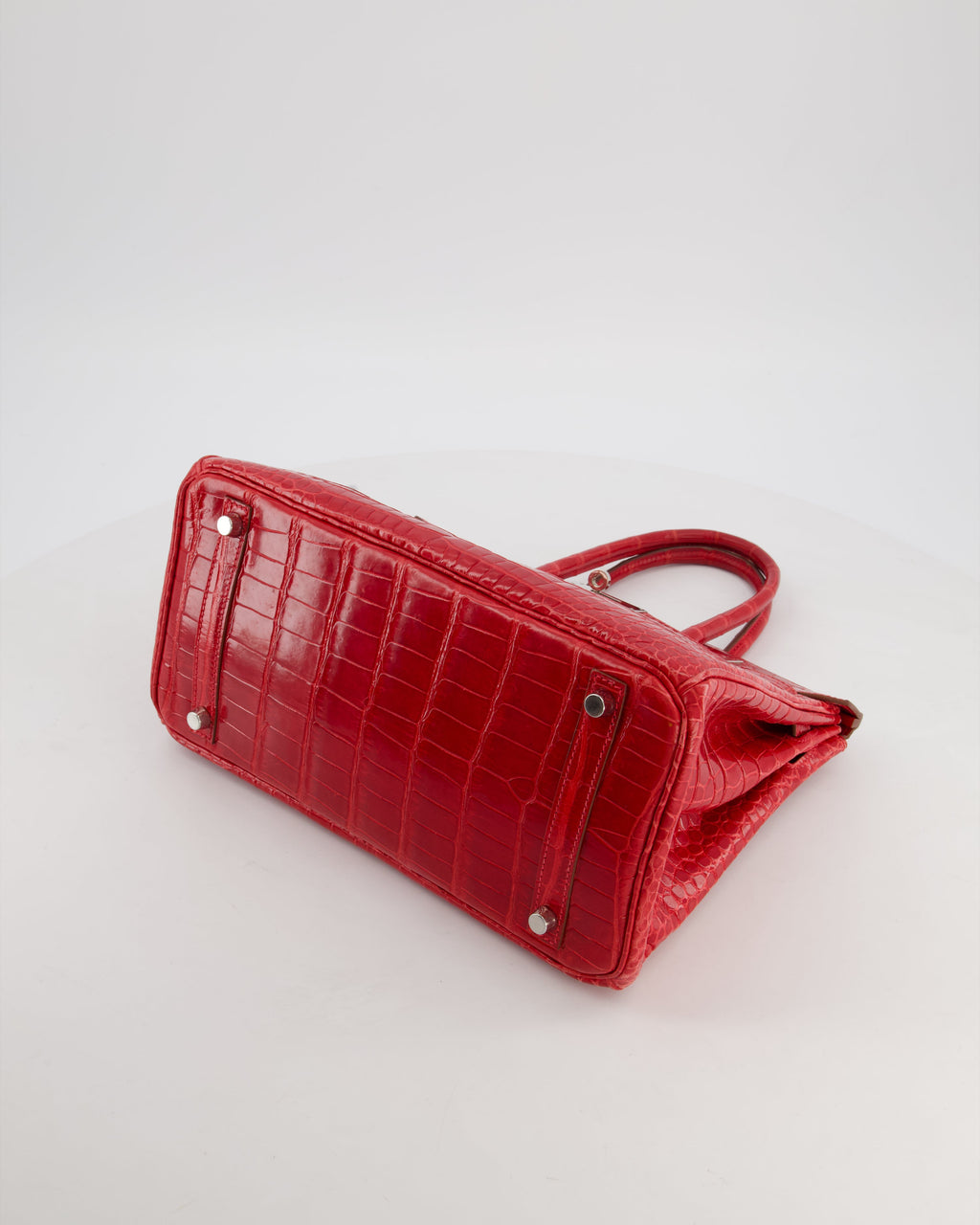 *HOT & RARE* Hermès Birkin 30 Retourne Bag in Braise Shiny Porosus Crocodile Leather with Palladium Hardware